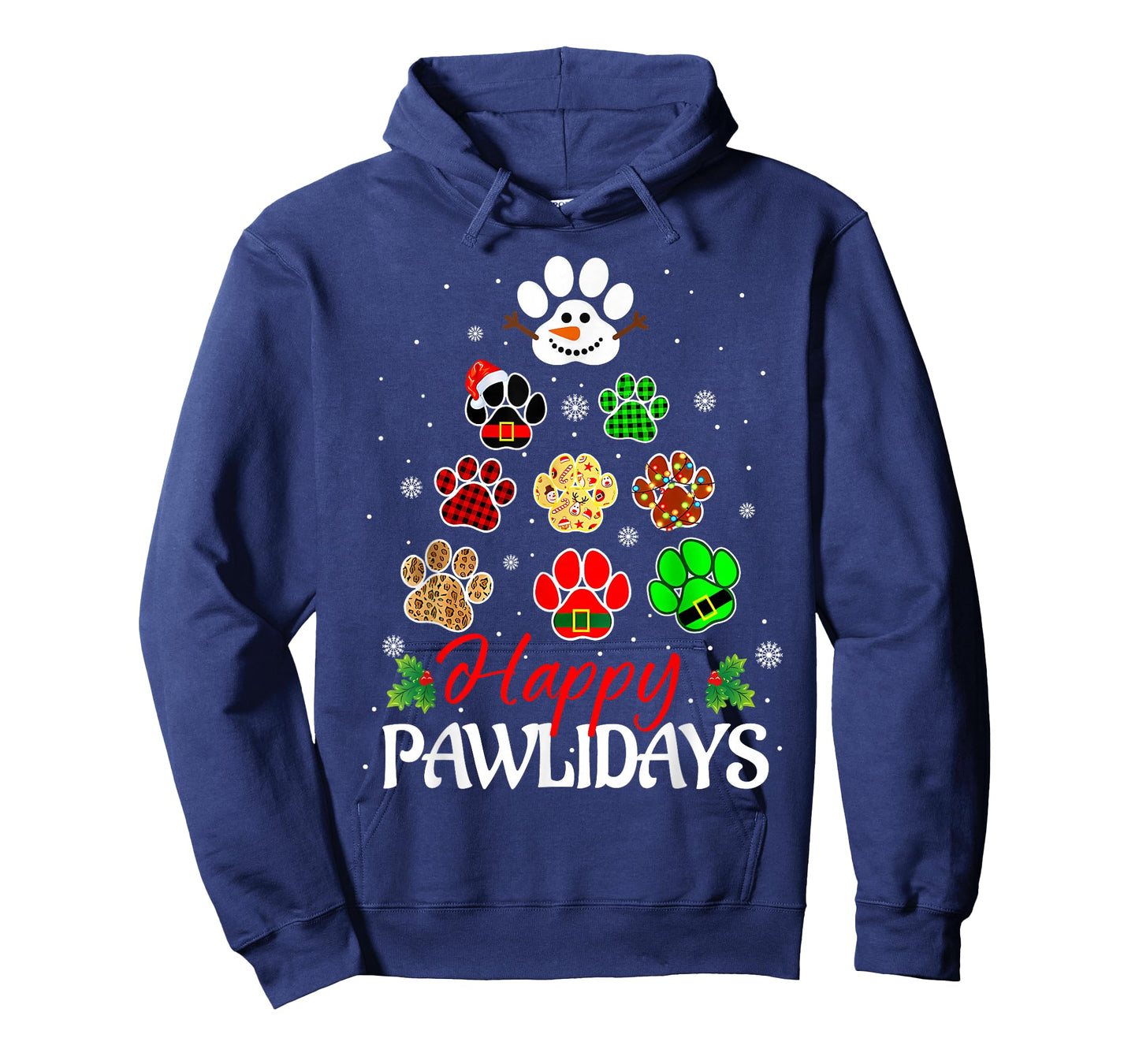 Happy Pawlidays Funny Christmas Dog Paw Xmas Dogs Lover Mom T-Shirt