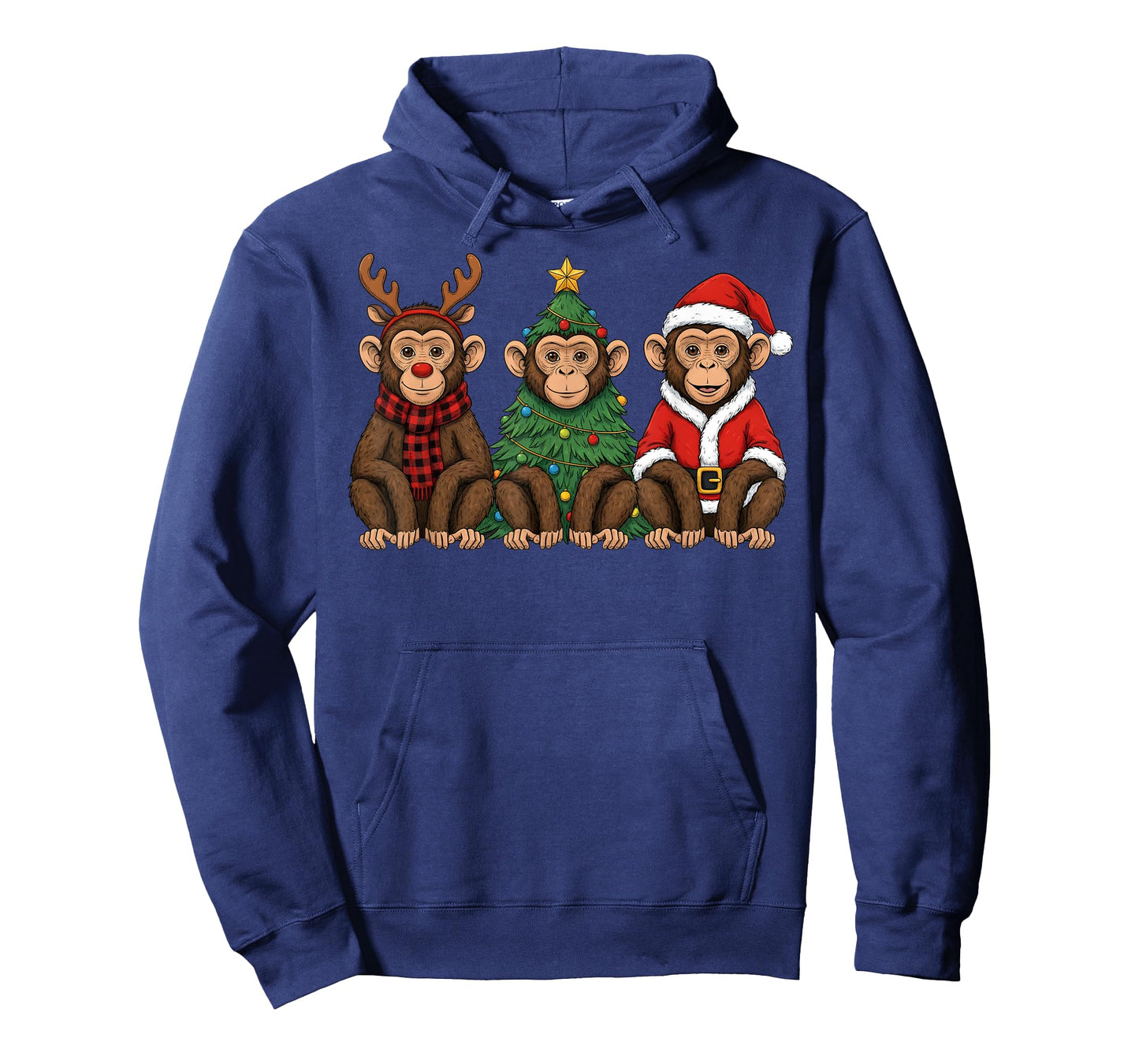 Retro Christmas Monkey Santa Reindeer Safari Animal T-Shirt