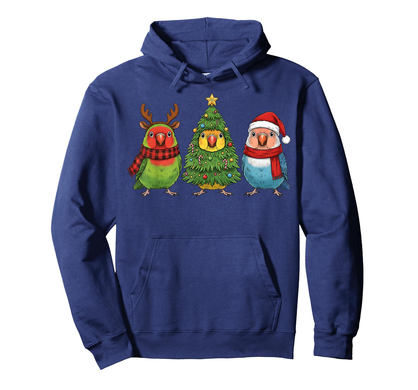 Retro Christmas Lovebird Parrot Santa Reindeer T-Shirt