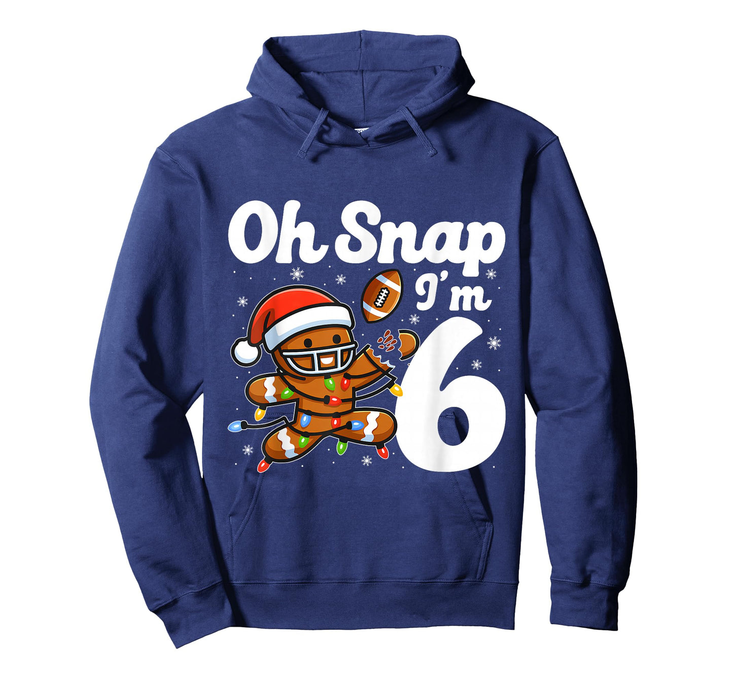Oh Snap I'm 6 Gingerbreadman 6th Bday Christmas Football T-Shirt