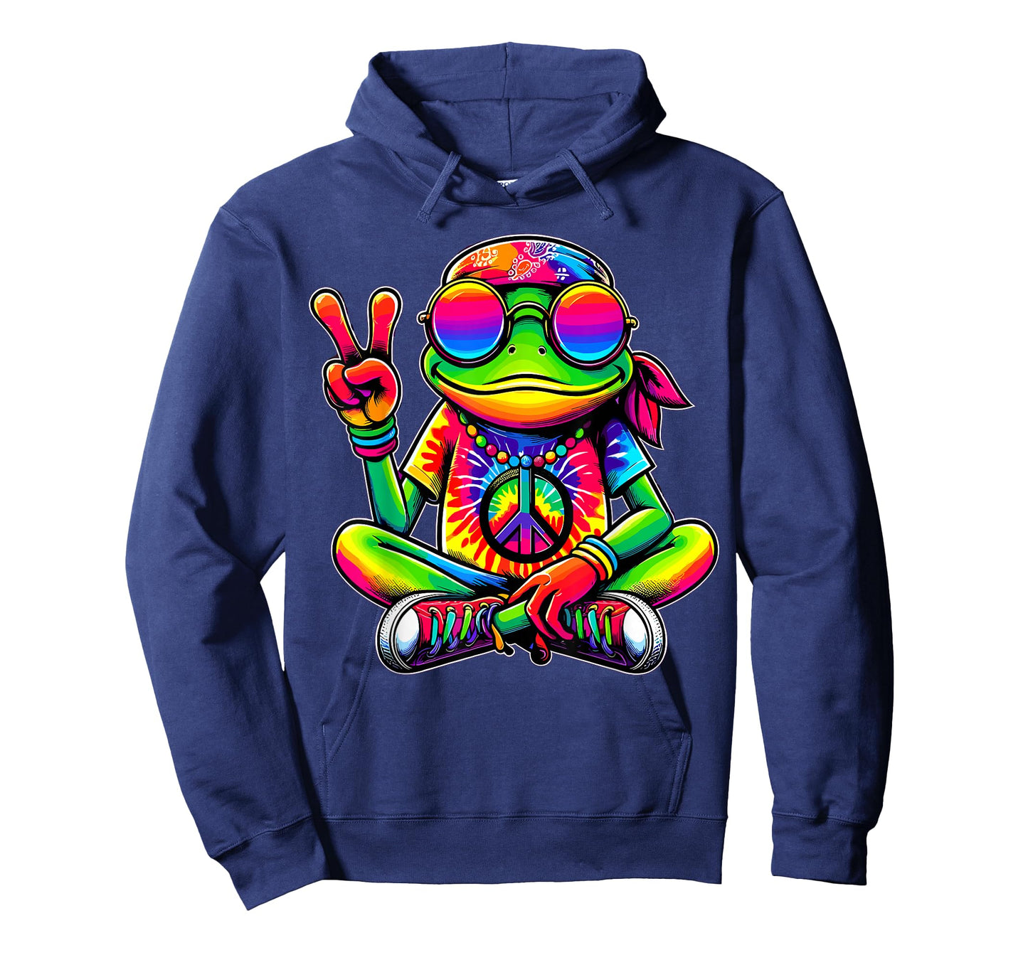 Hippie Tie-Dye Frog Peace Sign T-Shirt