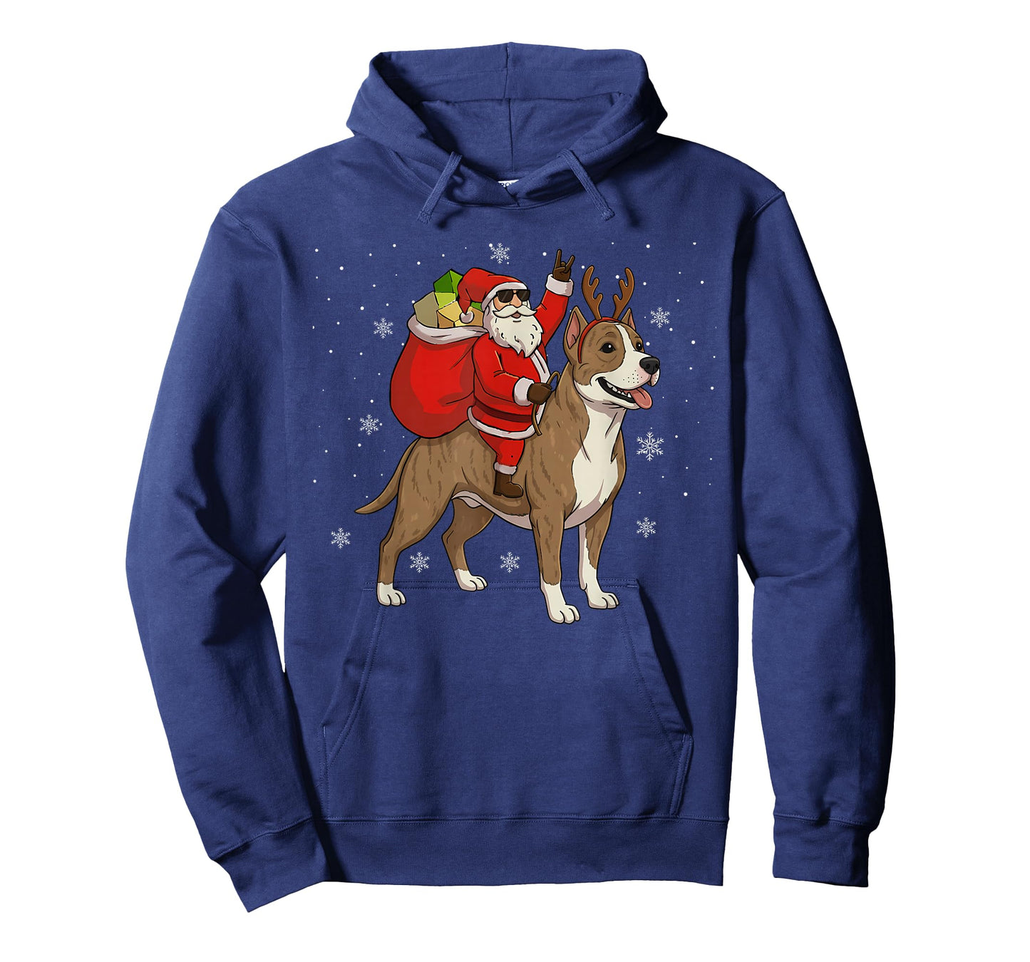 Santa Riding Pitbull Dog Lover Deer Xmas Kids Women Men T-Shirt