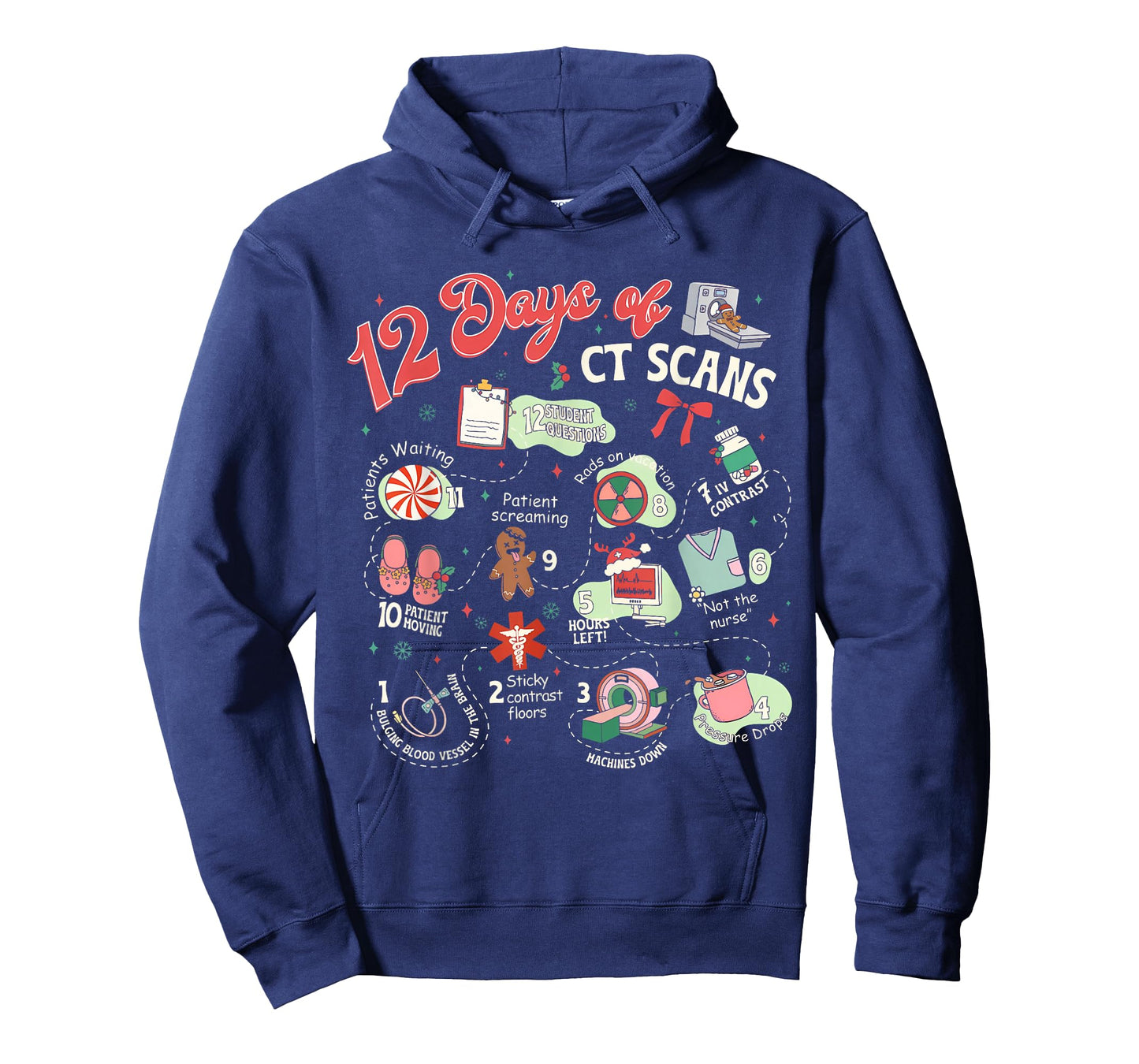 Christmas 12 Days of CT Technologist CAT Scan Radiology Xmas T-Shirt