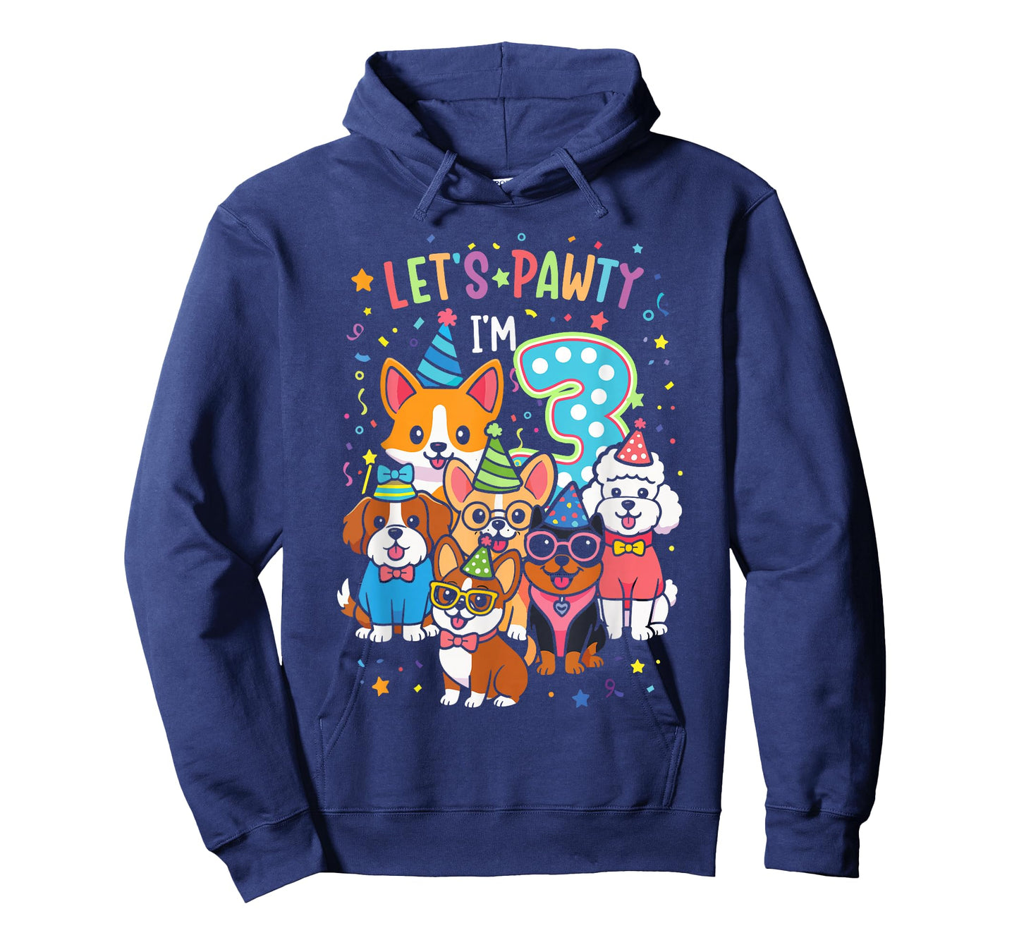 Let's Pawty I'm 3 Dog Puppy 3rd Birthday T-Shirt