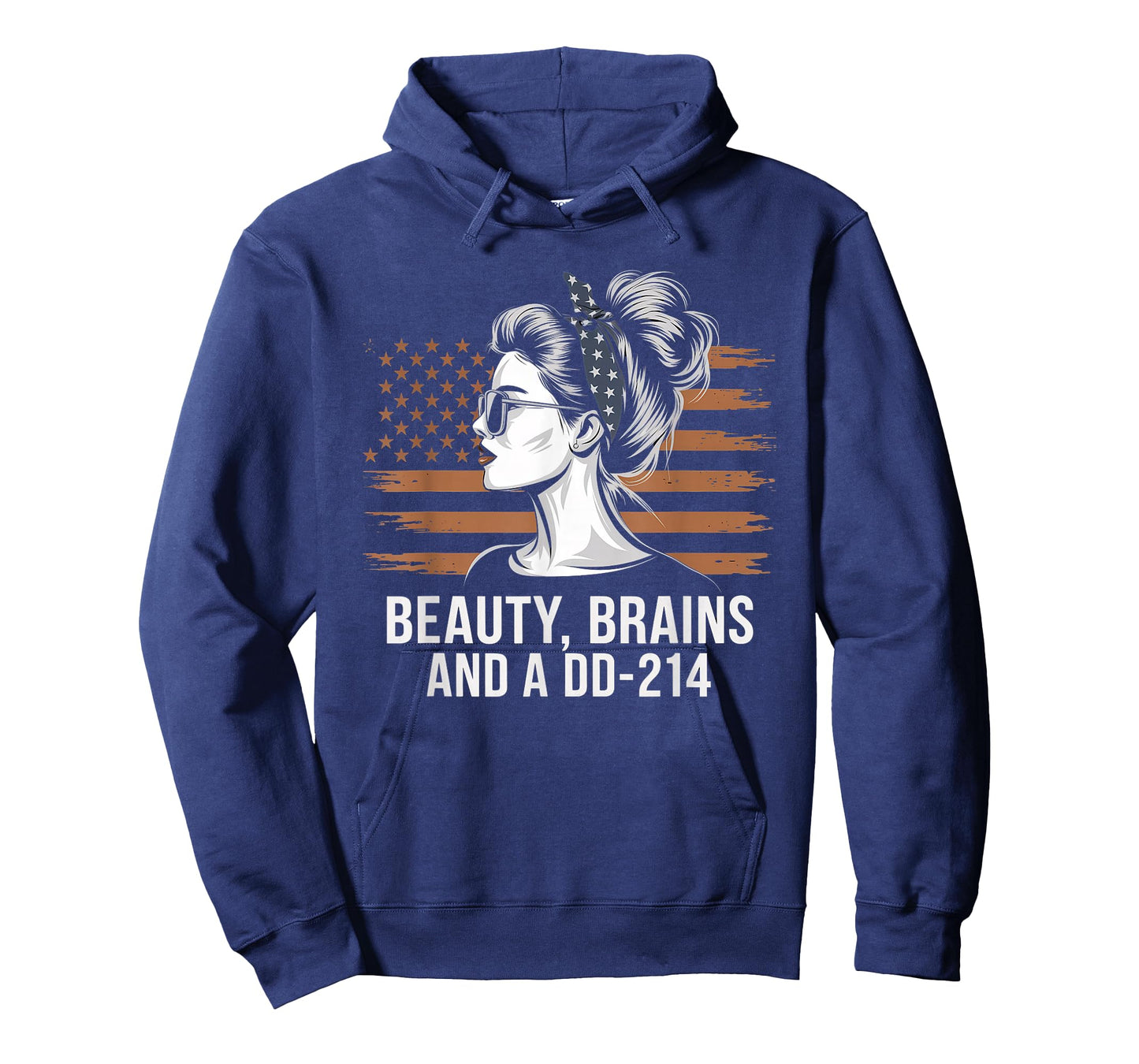 Beauty Brains and A DD-214 Strong Veteran Woman American T-Shirt