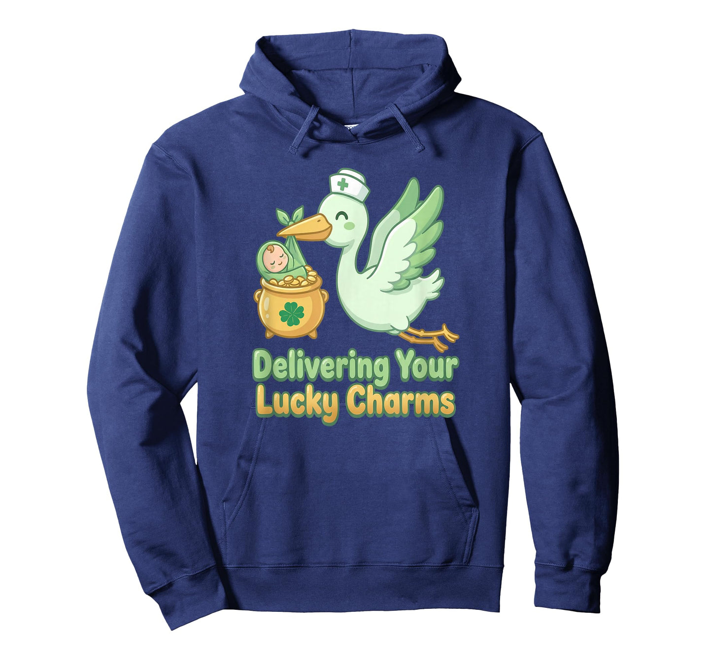 St Patricks Day Labor Delivery Nurse Stork Delivering Lucky T-Shirt