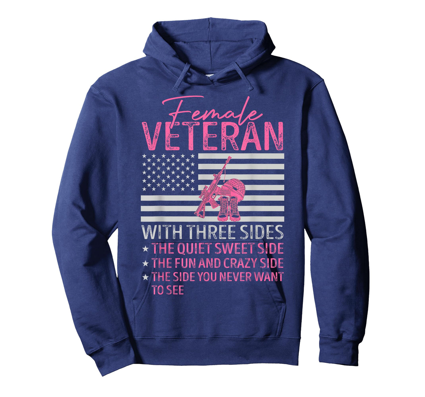 Womens Female Veteran with Three Sides Mom Mother Grandma T-Shirt