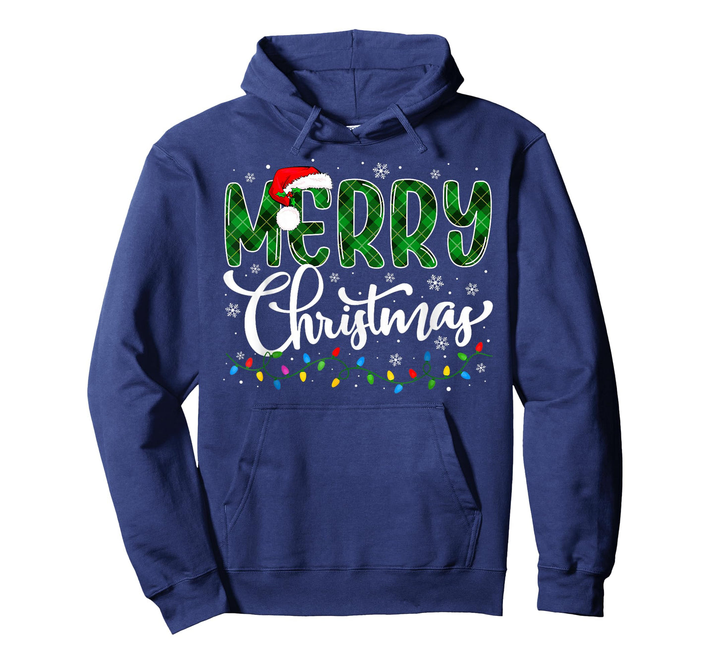 Merry Christmas Green Buffalo Plaid Xmas Lights Family Santa T-Shirt
