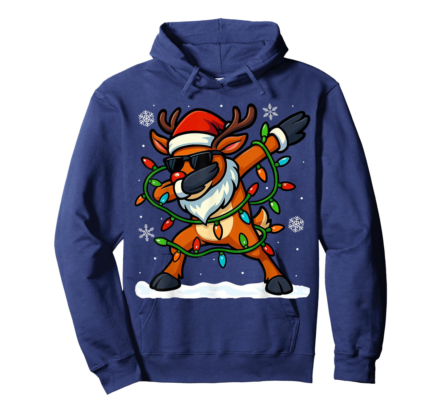 Dabbing Reindeer Christmas Girls Xmas Lights Boys Christmas T-Shirt