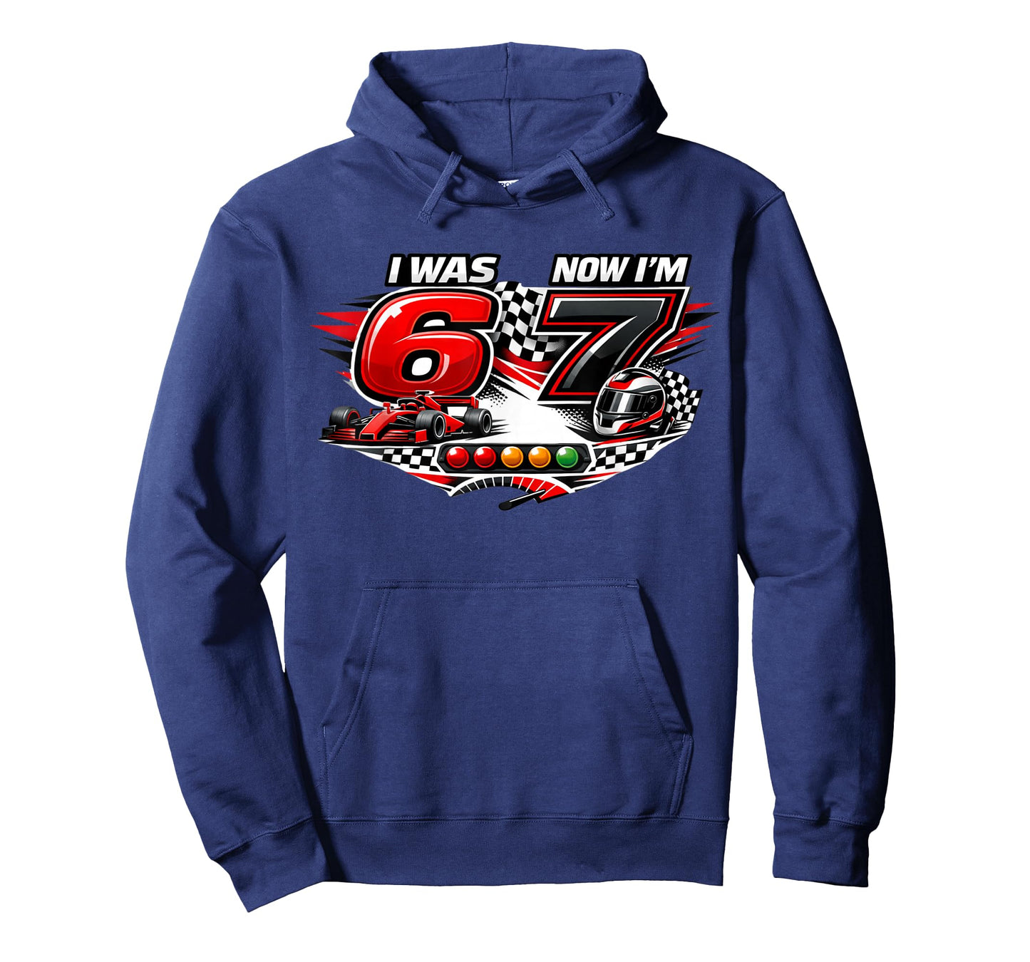 I was 6 Now I'm 7 Six Seven Race Car 67 Meme Birthday Party T-Shirt