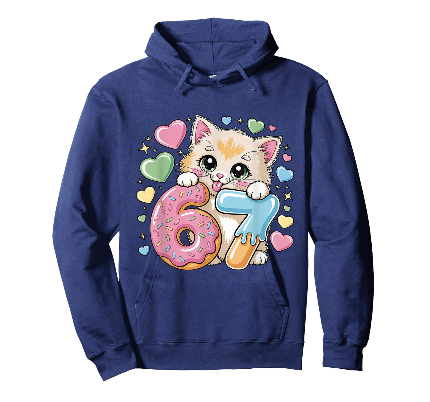 67 Cat Ice Cream Drip Cool Meme 67 Funny Six Seven Humor T-Shirt