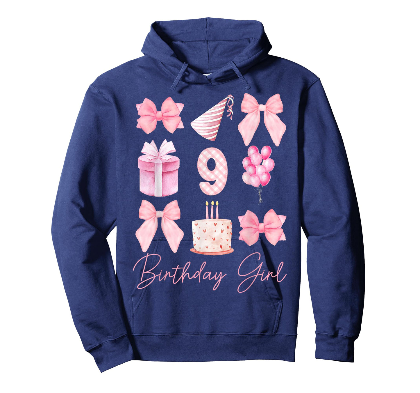 Birthday Girl 9th Birthday Pink Coquette Bow 9 Year Old Kids T-Shirt