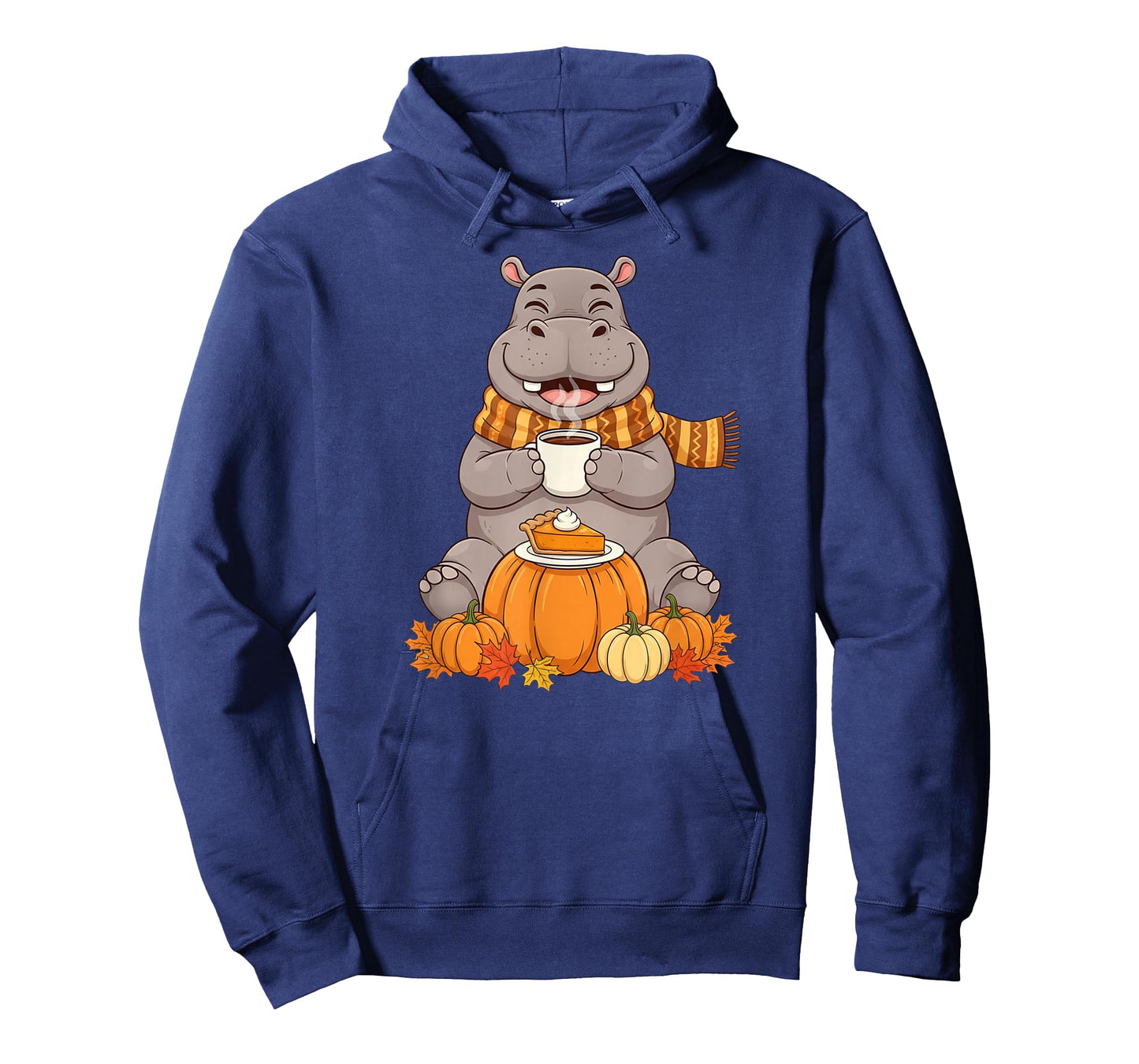 Funny Hippo Coffee Autumn Thanksgiving Womens Mens Kids T-Shirt
