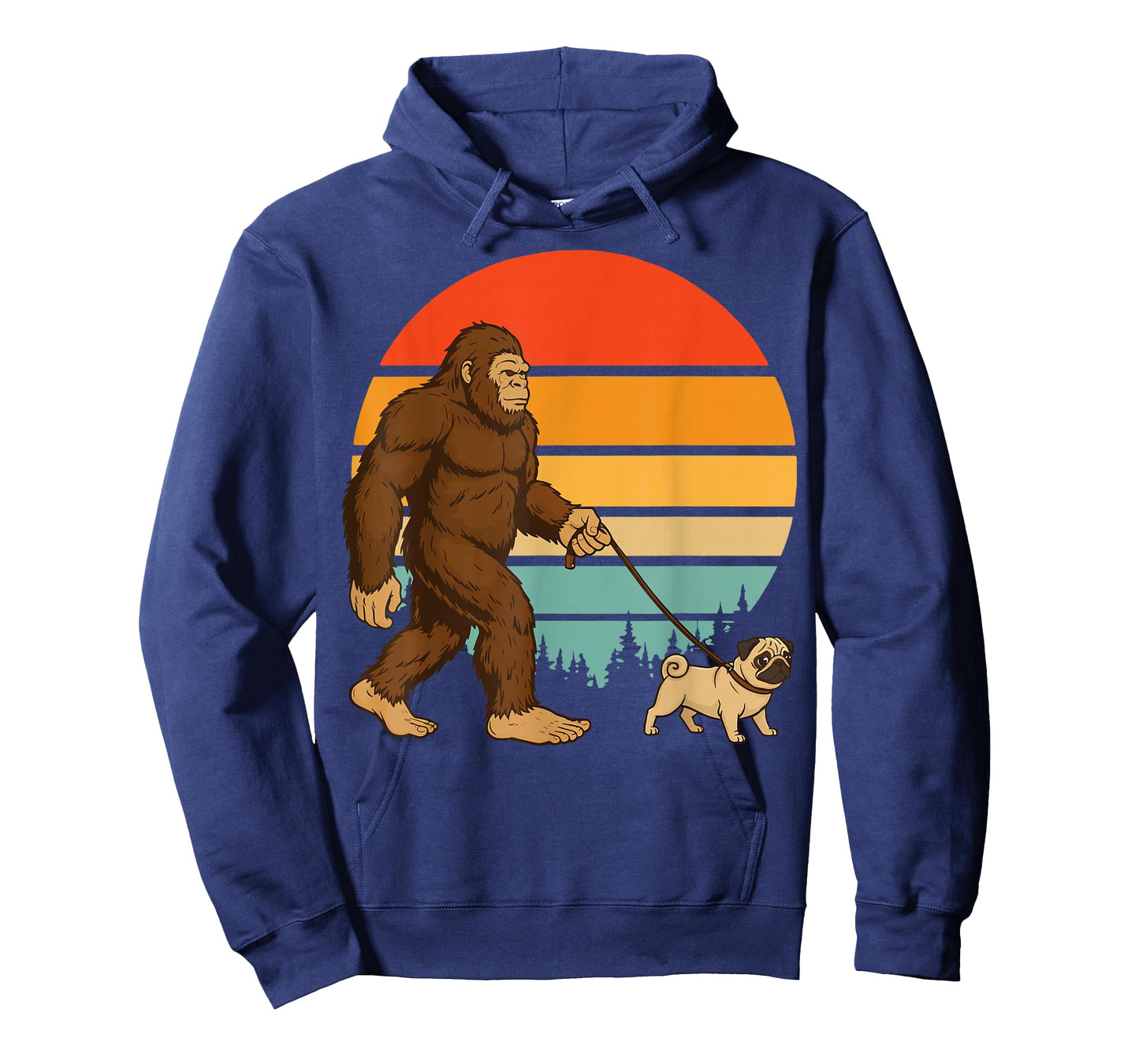 Bigfoot Pug Retro T-Shirt