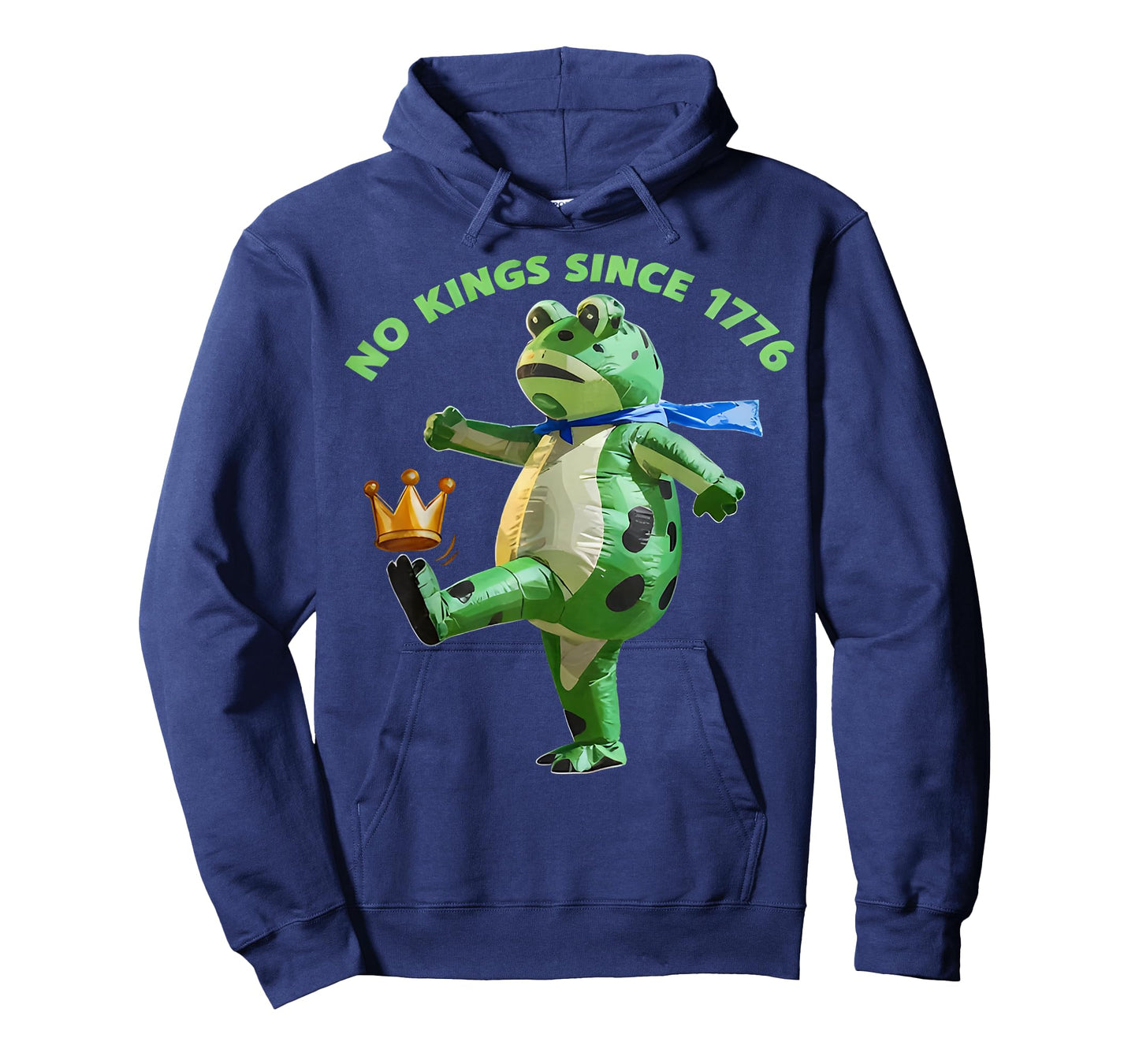 No Kings Since 1776 Portland Frog Kicking Crown Retro T-Shirt