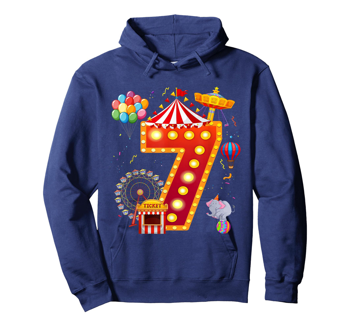7 Year Old Carnival Circus Lover 7th Birthday Party T-Shirt