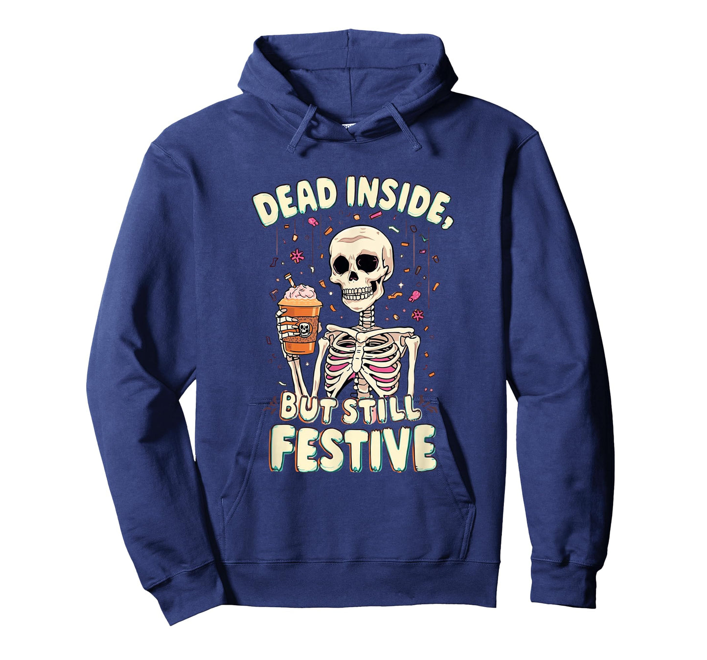 Tired But Still Festive | Funny Skeleton Coffee Halloween T-Shirt