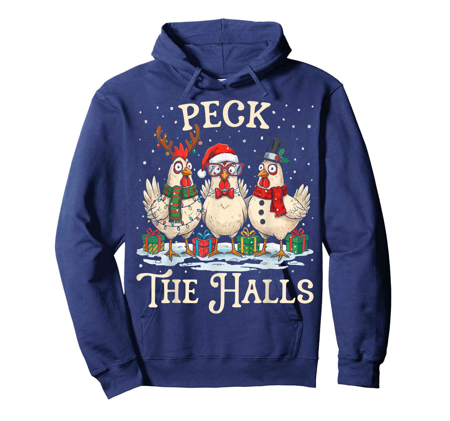Peck The Halls Chicken Christmas Farm Animal Funny Santa Hat T-Shirt