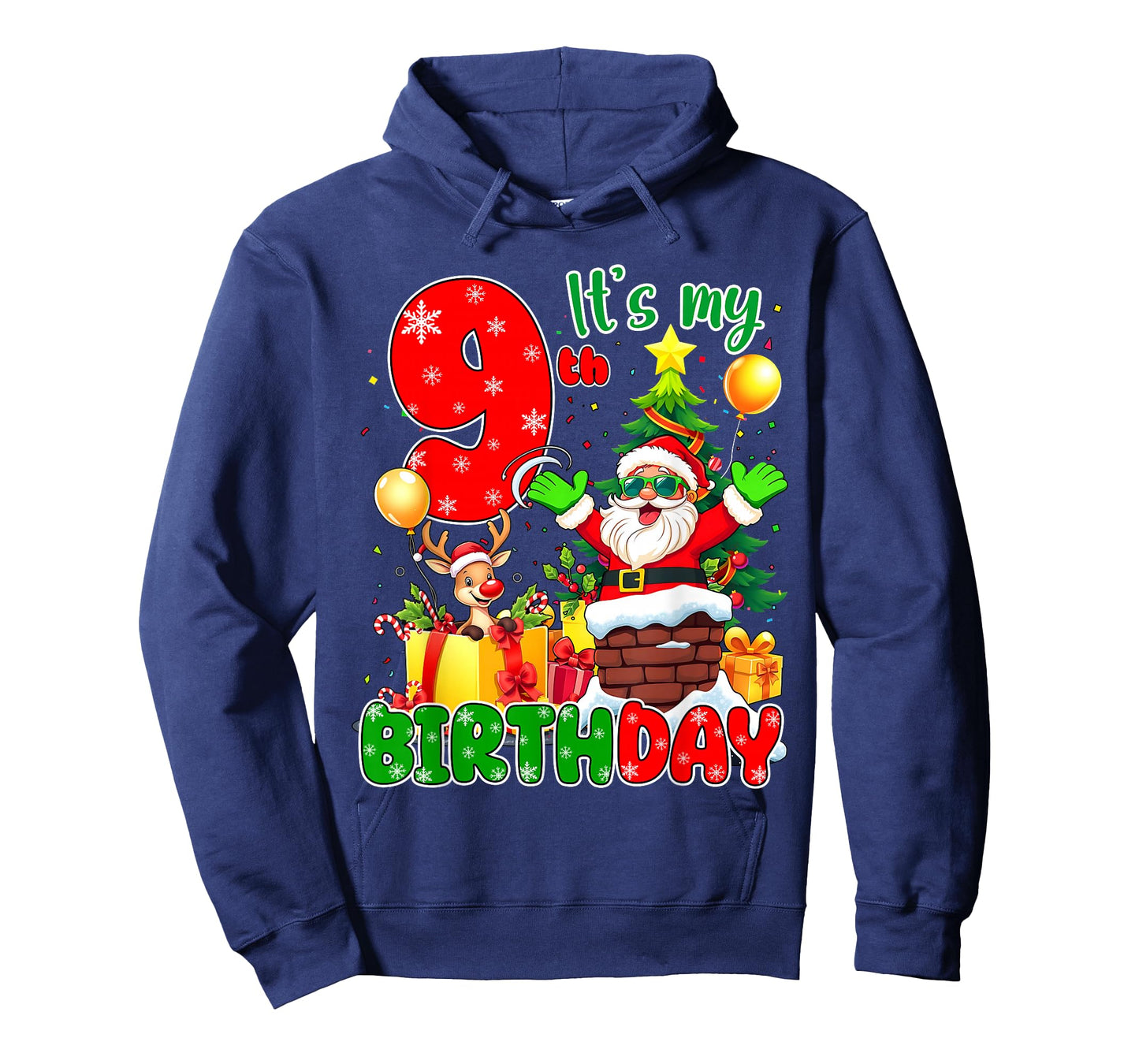 It’s My 9th Birthday Christmas 9 Years Old Santa Reindeer T-Shirt