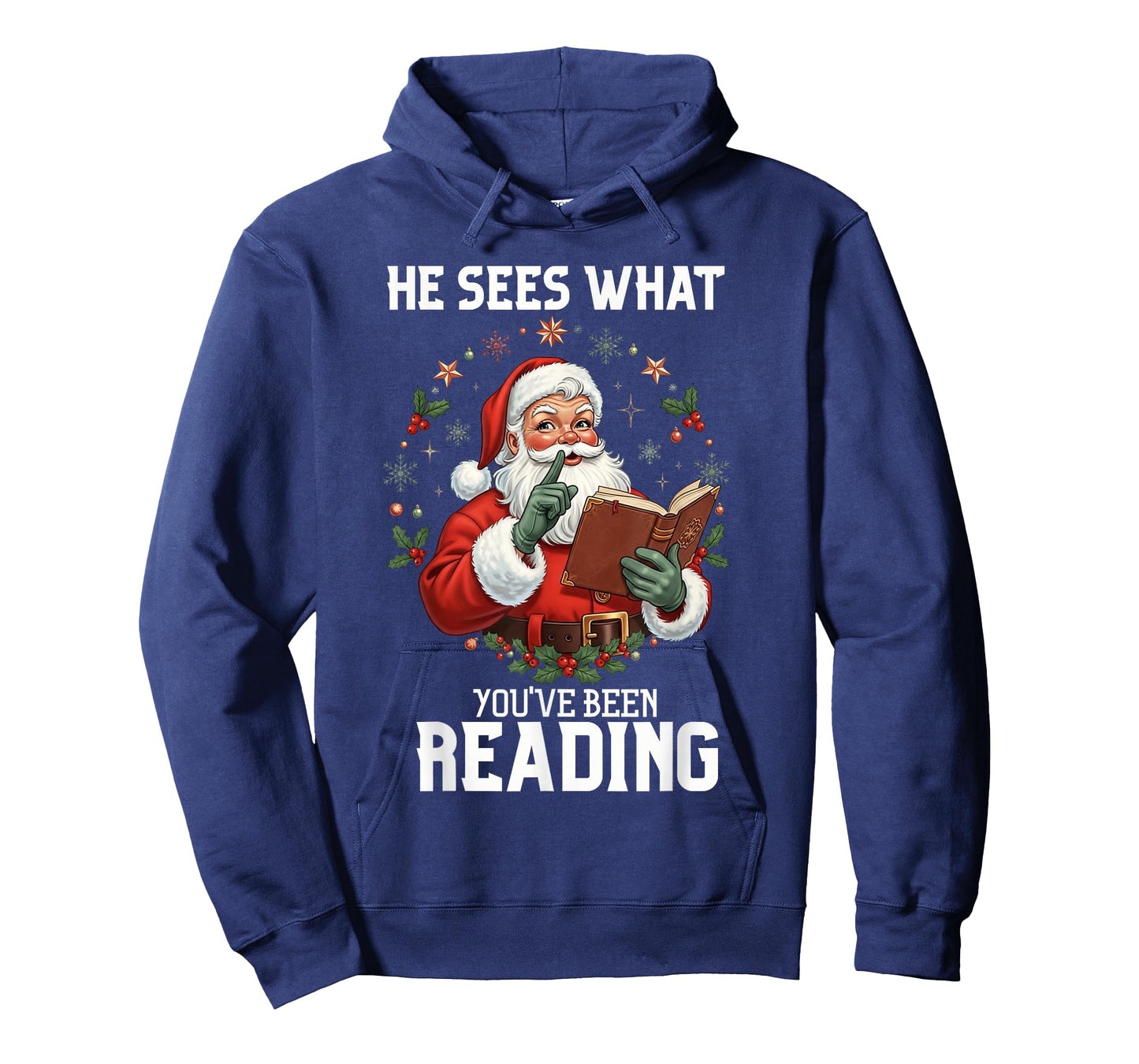 He Sees What You've Been Reading Santa Book Lover T-Shirt