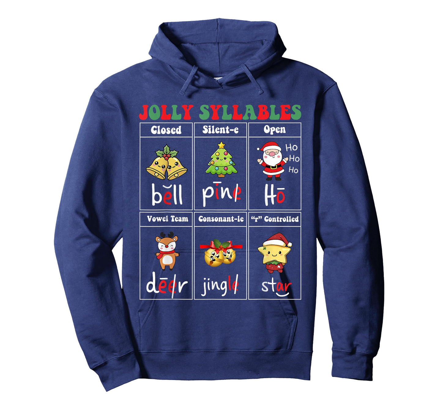 Christmas Jolly Syllables Teacher Students Funny Six Types T-Shirt