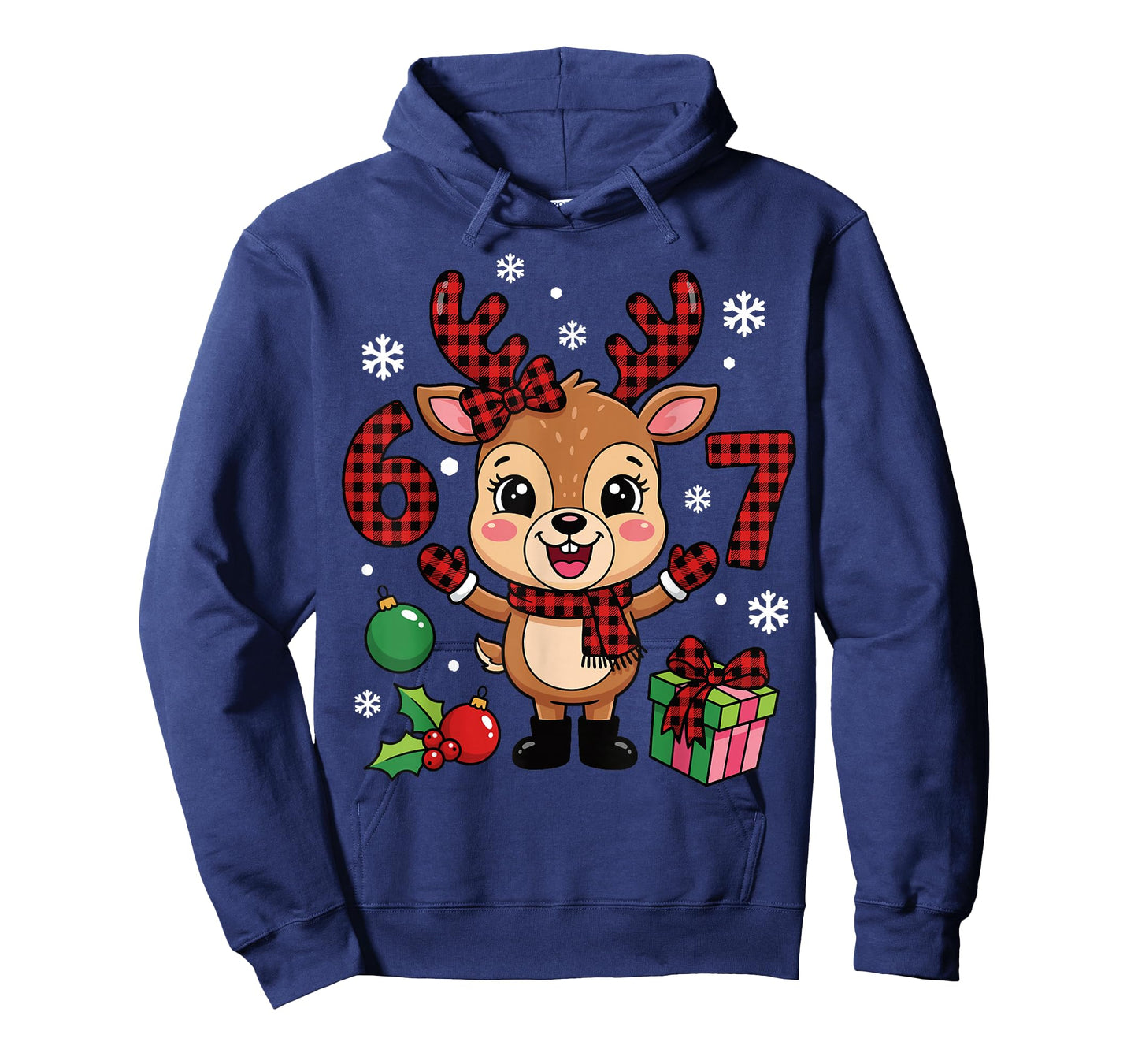 Cute Reindeer Buffalo Plaid 67 Christmas Ornaments T-Shirt