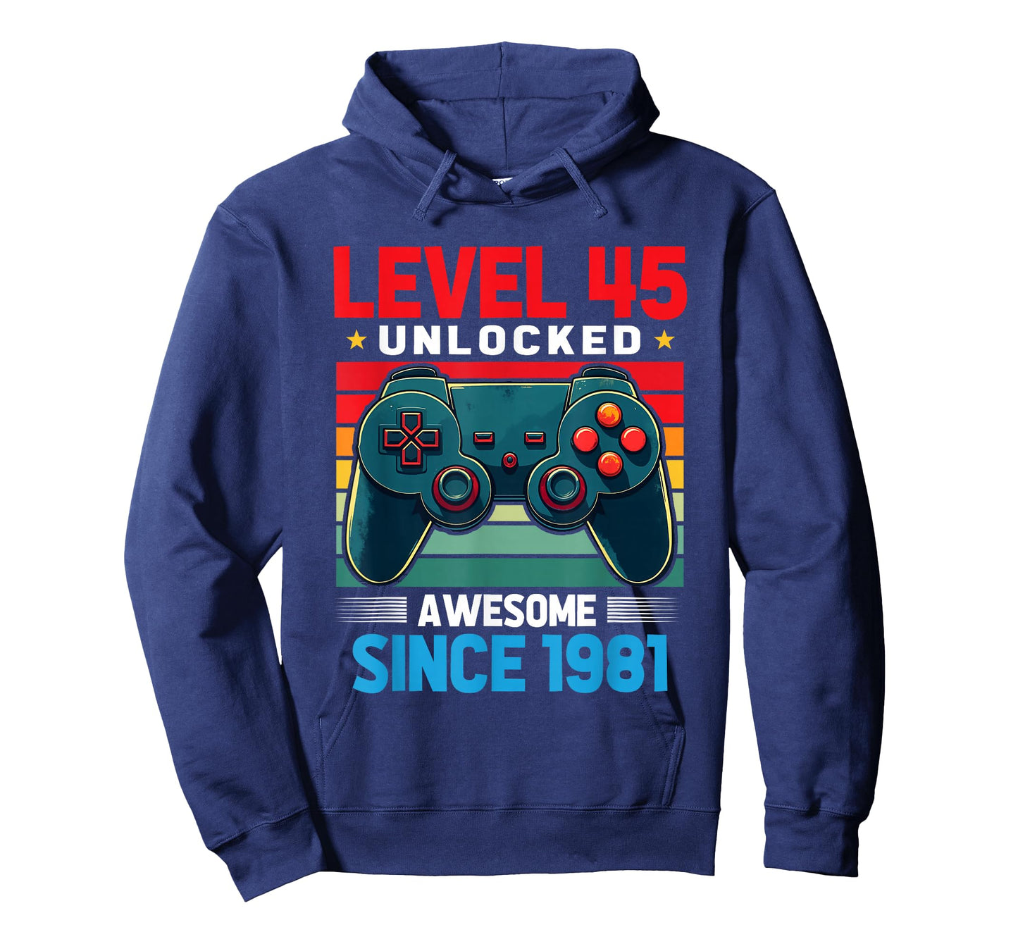 Level 45 Unlocked Awesome Since 1981 45th Birthday Gaming T-Shirt