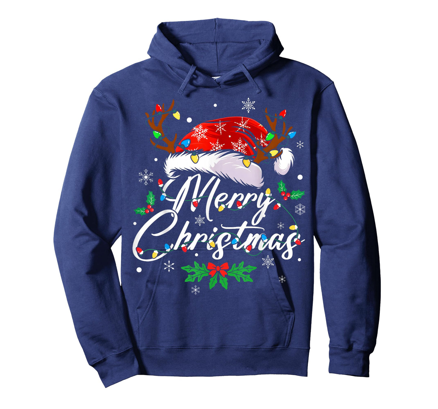 Merry Christmas Lights Red Santa Hat Xmas Family Men Women T-Shirt