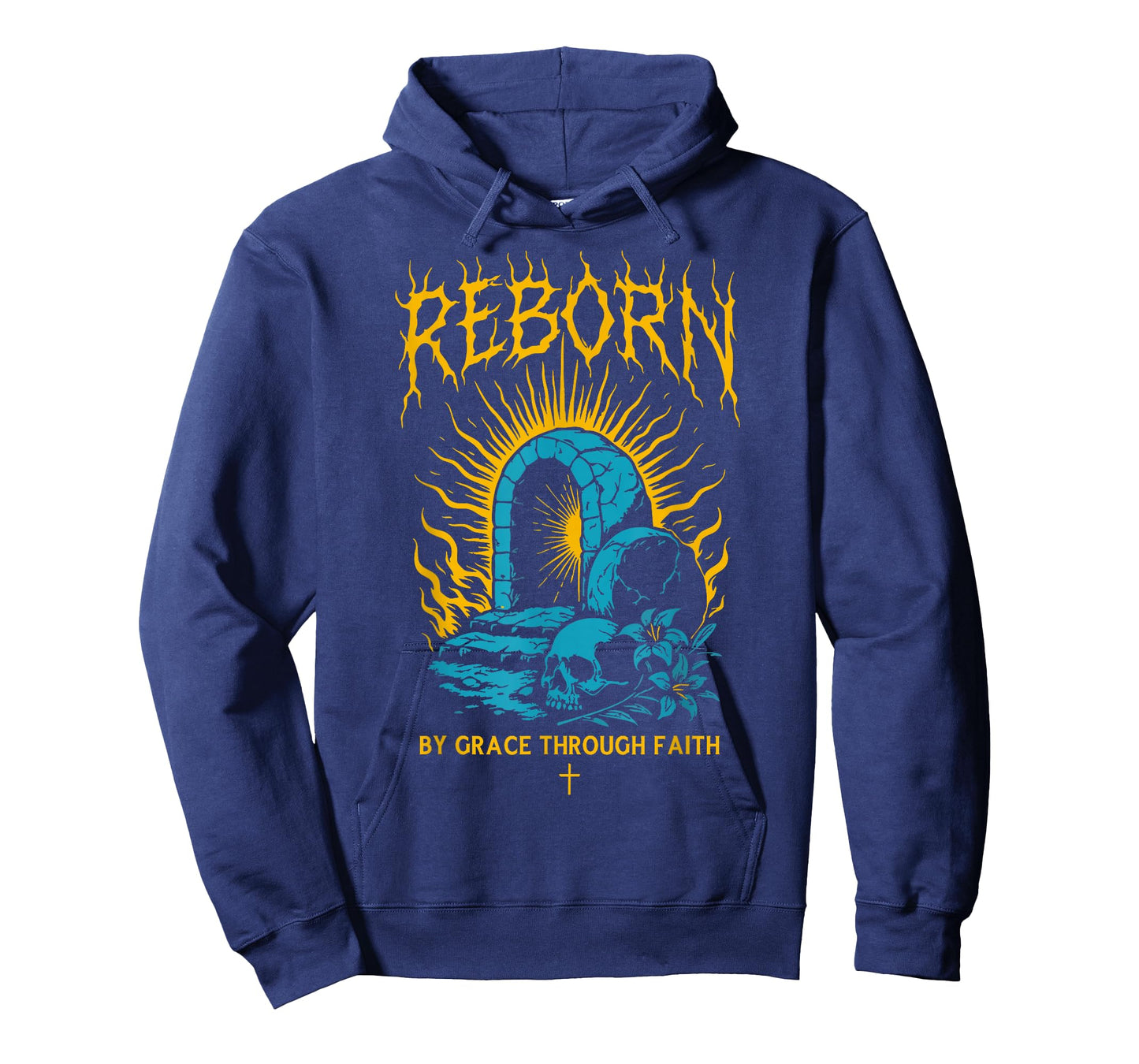 Reborn by Grace Through Faith Christian Gothic Ephesians 2:8 T-Shirt