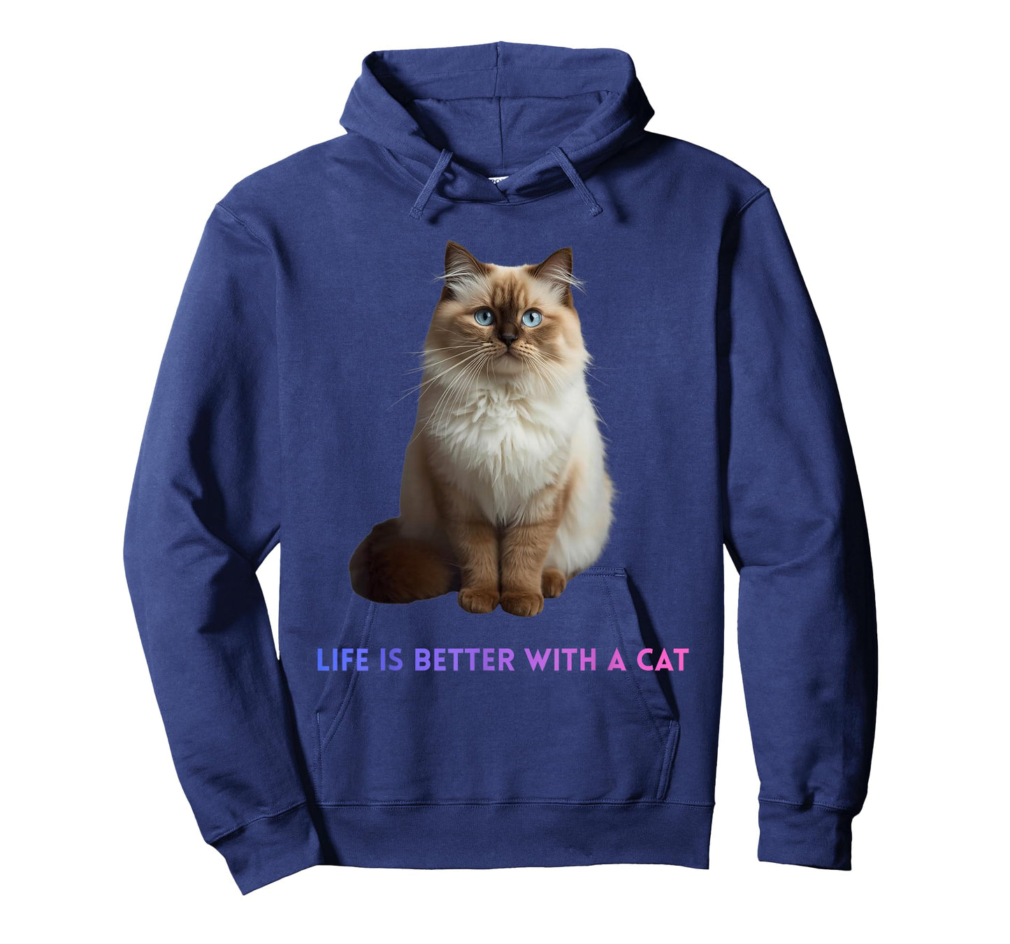 Life is Better with a Cat – Cute Fluffy Blue Eyed Feline T-Shirt