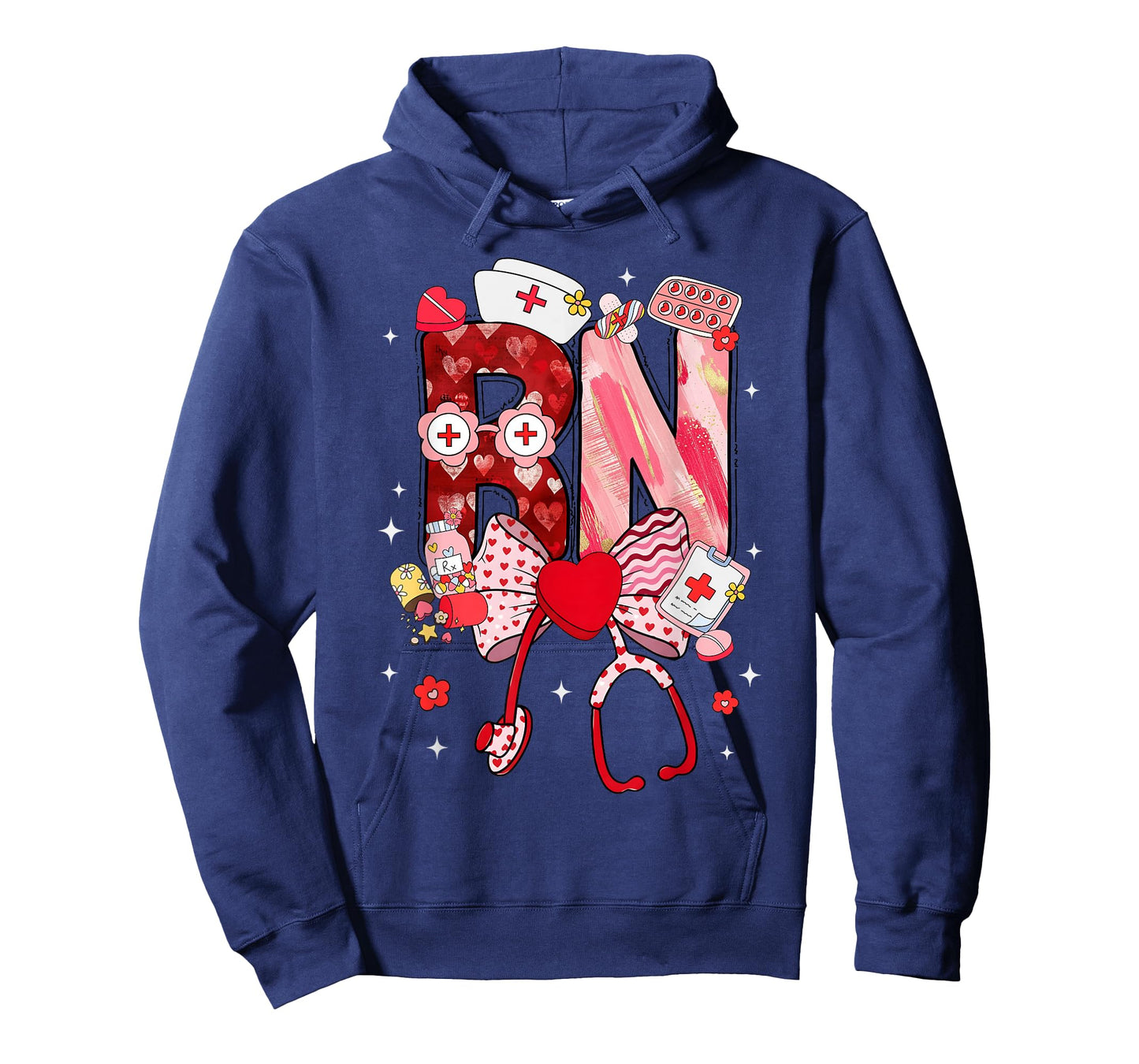 Valentine RN Nurse Coquette Bow Stethoscope Girl Women T-Shirt