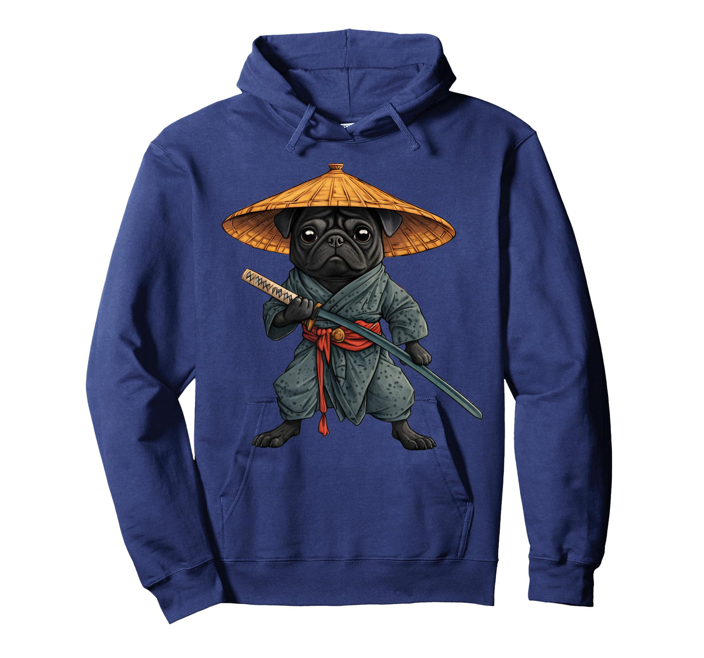 Black Pug Samurai Art Japanese Vintage T-Shirt