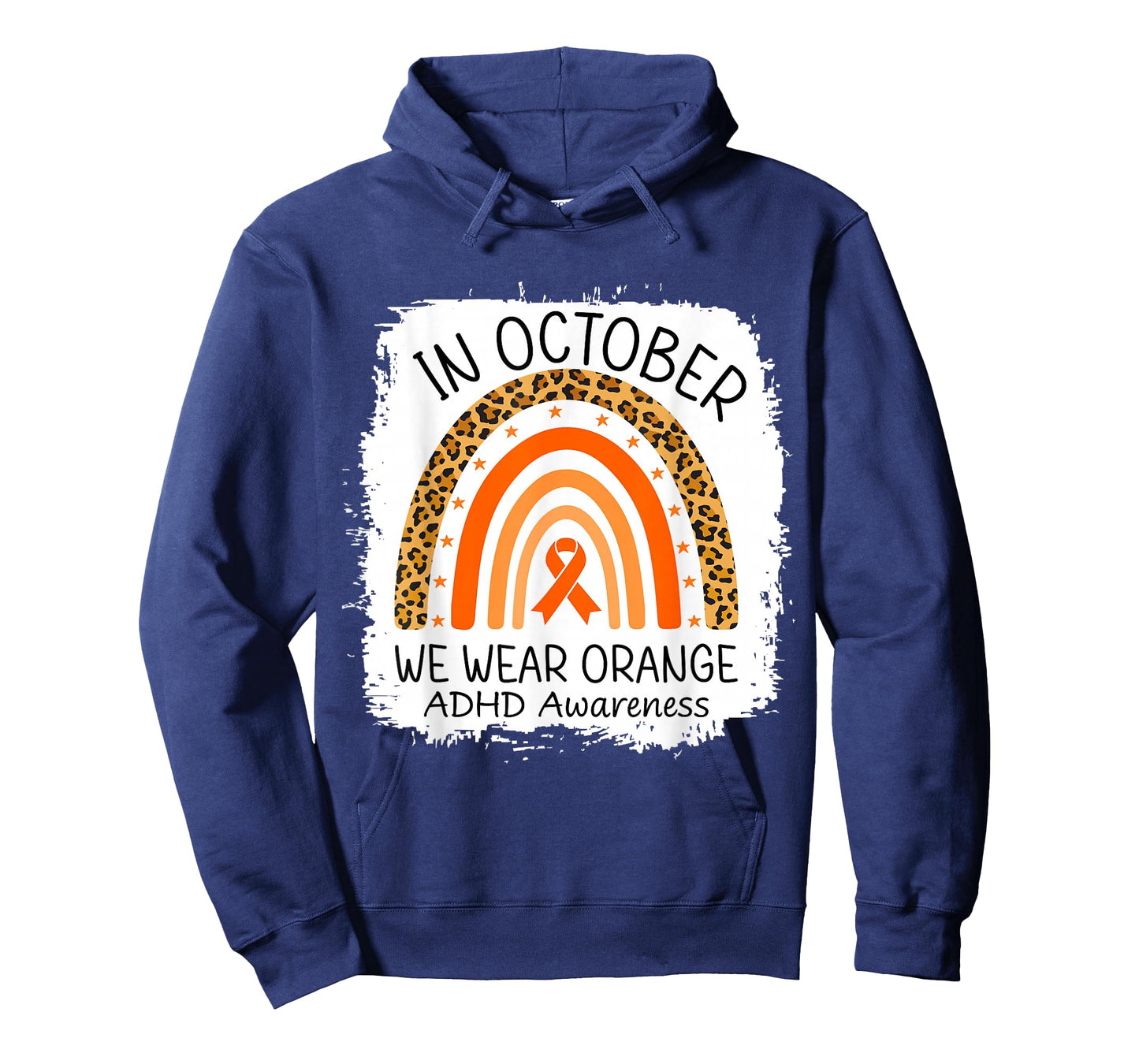 in October We Wear Orange Leopard Rainbow ADHD Awareness T-Shirt