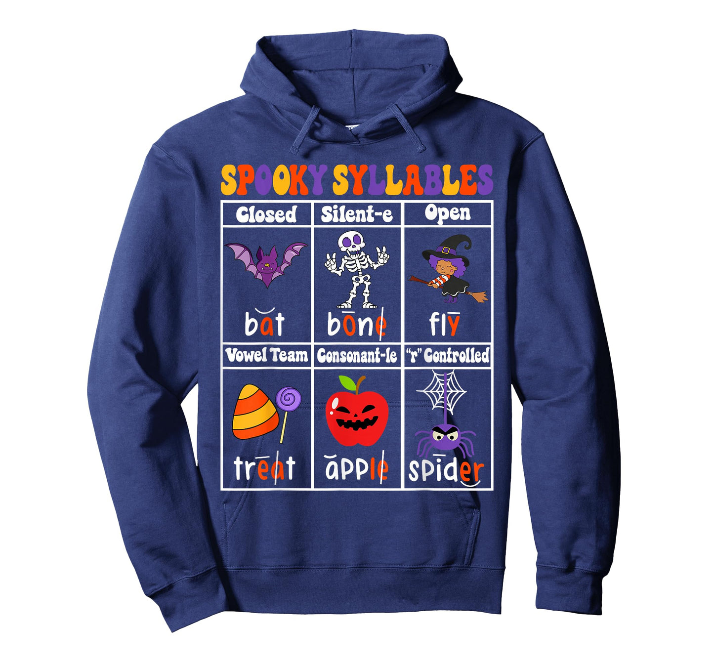 Spooky Syllables Teacher Funny Halloween Educational Kids T-Shirt