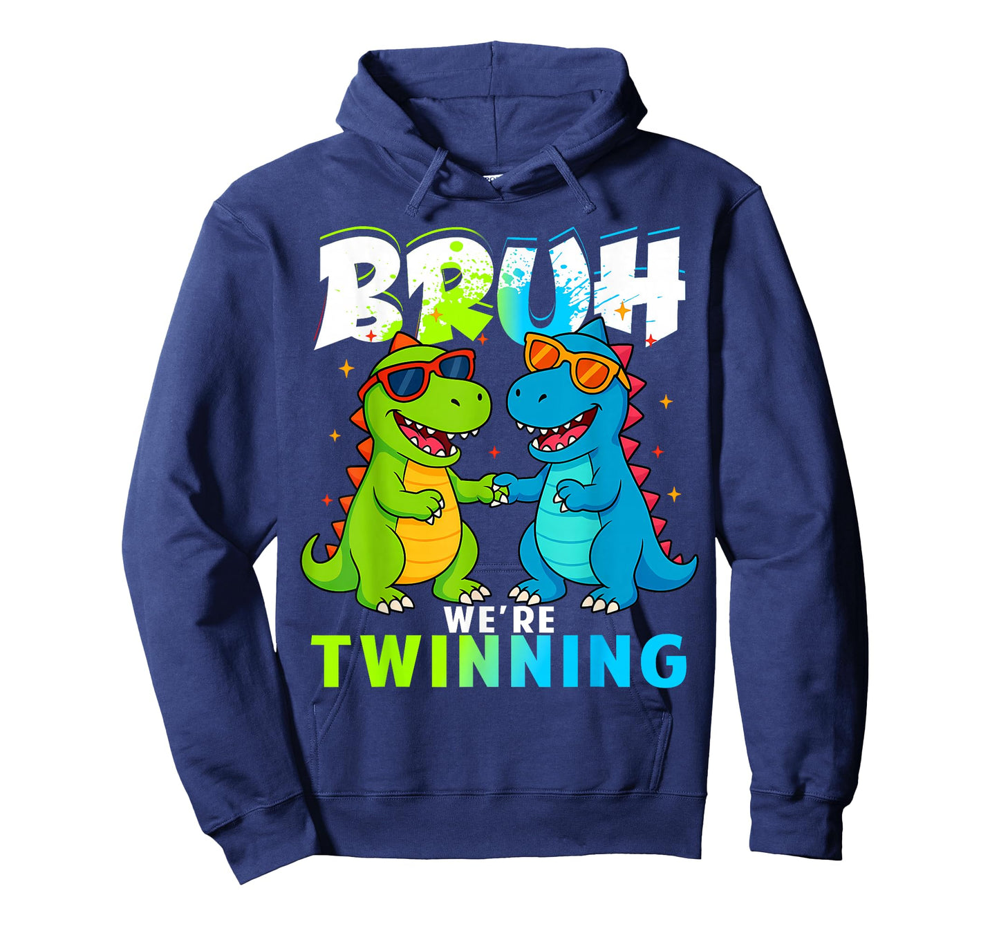Bruh We're Twinning Boys Funny Dinosaur Twin Day Spirit Week T-Shirt