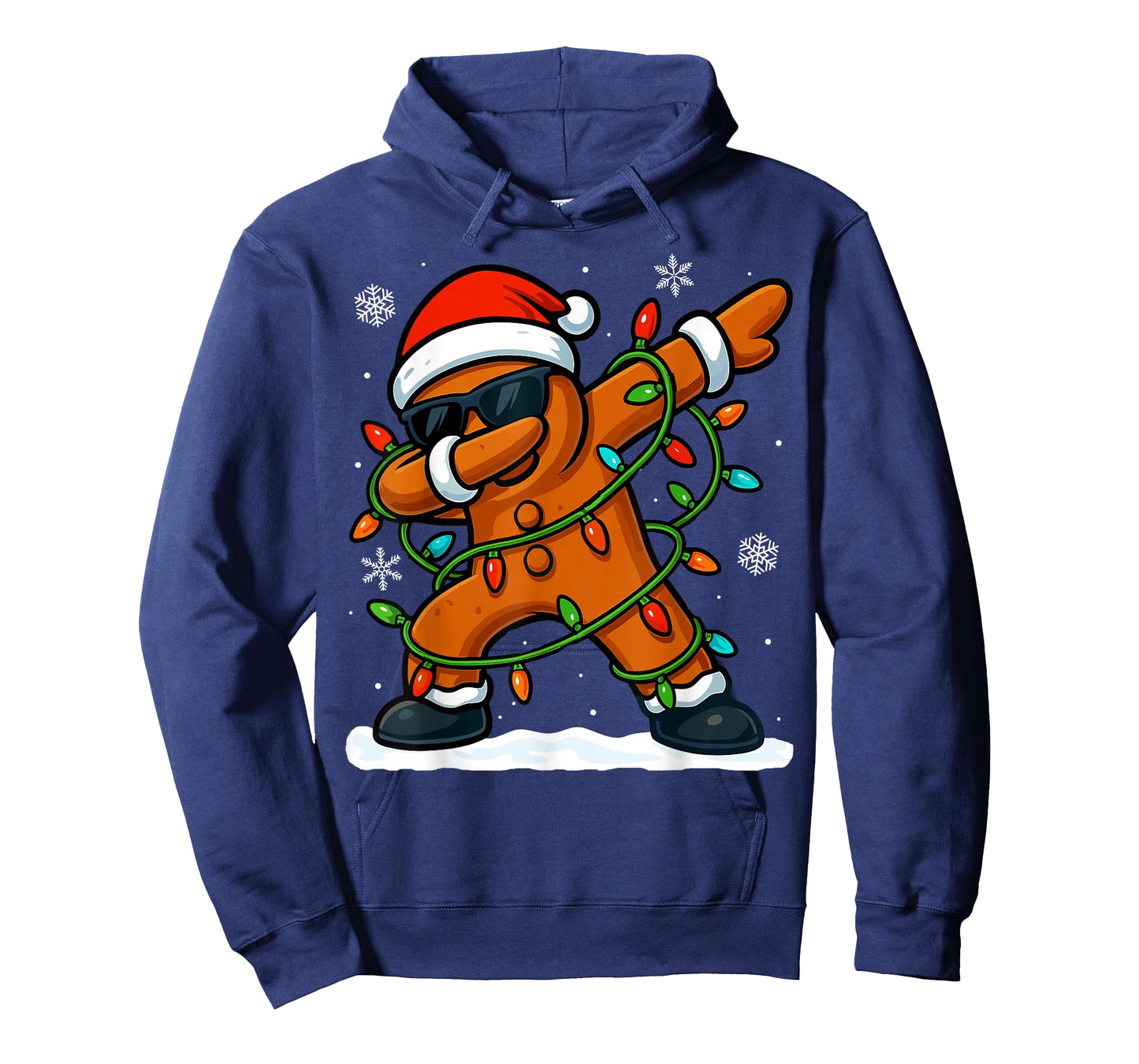 Dabbing Gingerbread Christmas Xmas Lights Boys Christmas T-Shirt