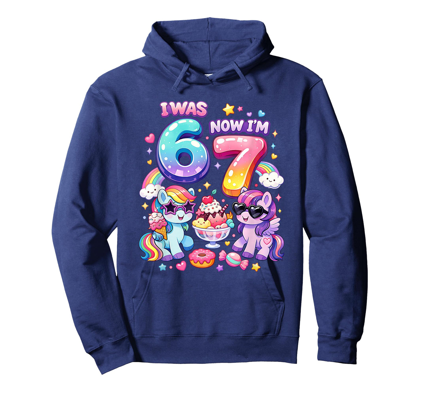 I was 6 Now I'm 7 Rainbow Mane Ponies 67 Meme Girls Birthday T-Shirt