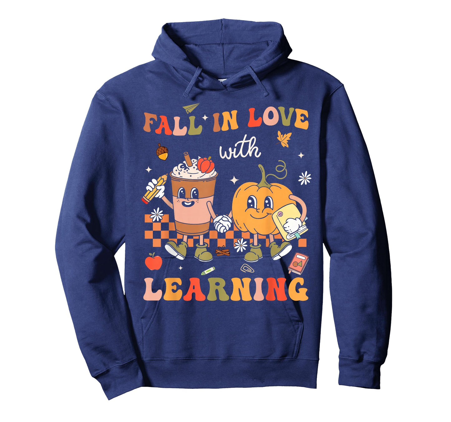 Retro Fall in Love with Learning Autumn Pumpkin Teacher T-Shirt