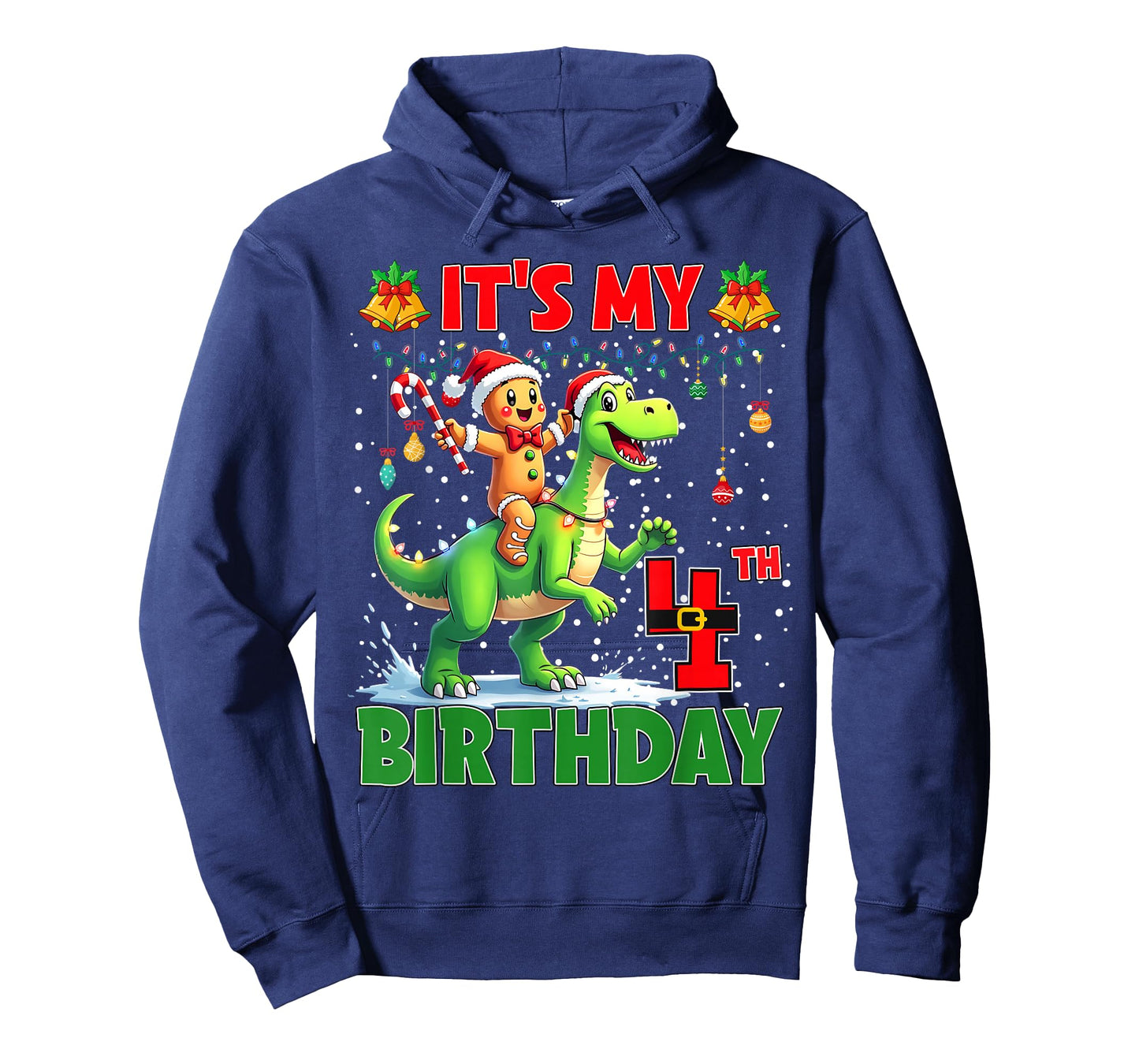 It’s My 4th Birthday Gingerbread Riding Dinosaur Christmas T-Shirt