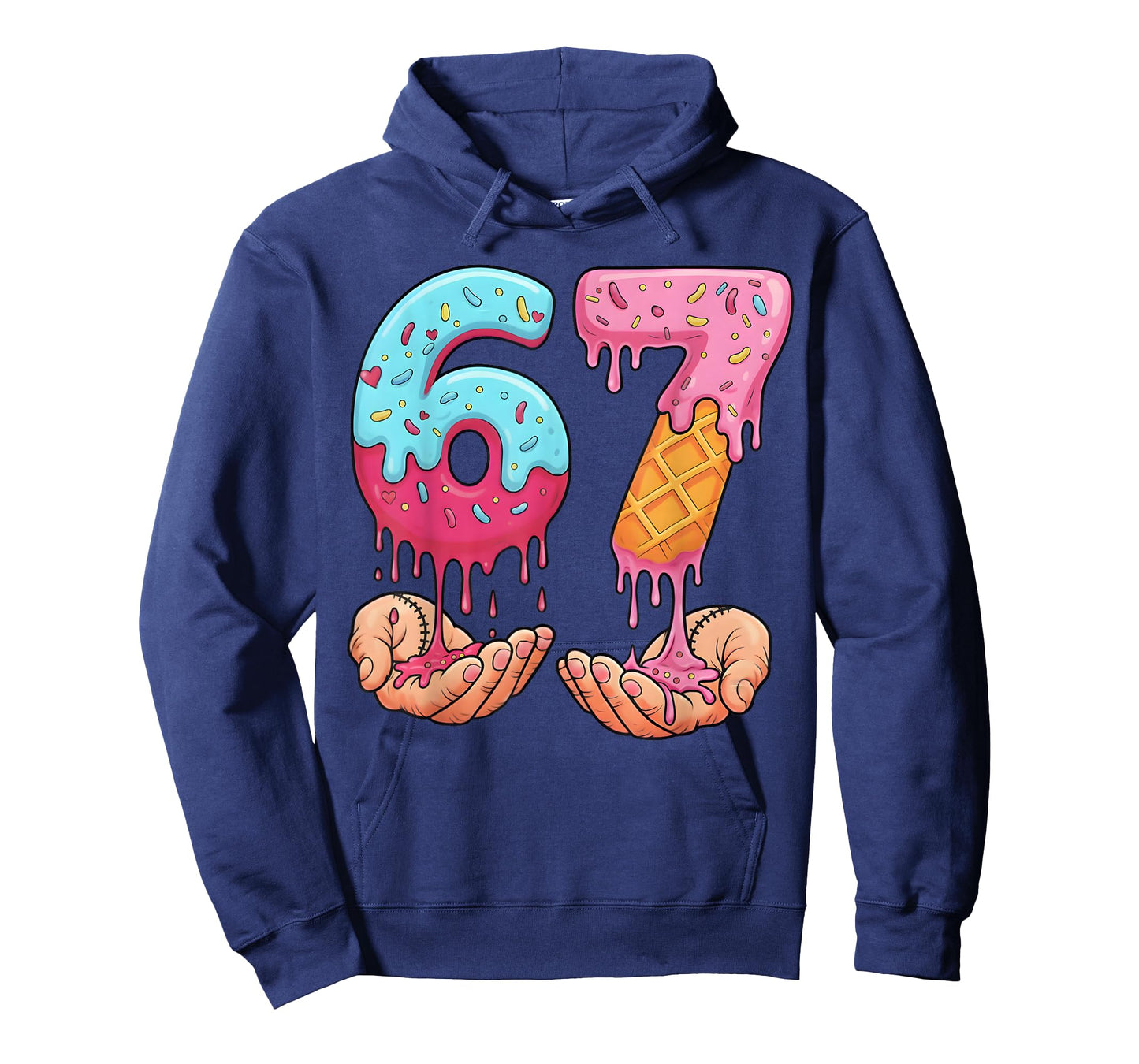 Six Seven Ice Cream Drip Cool Meme 67 Funny Number T-Shirt