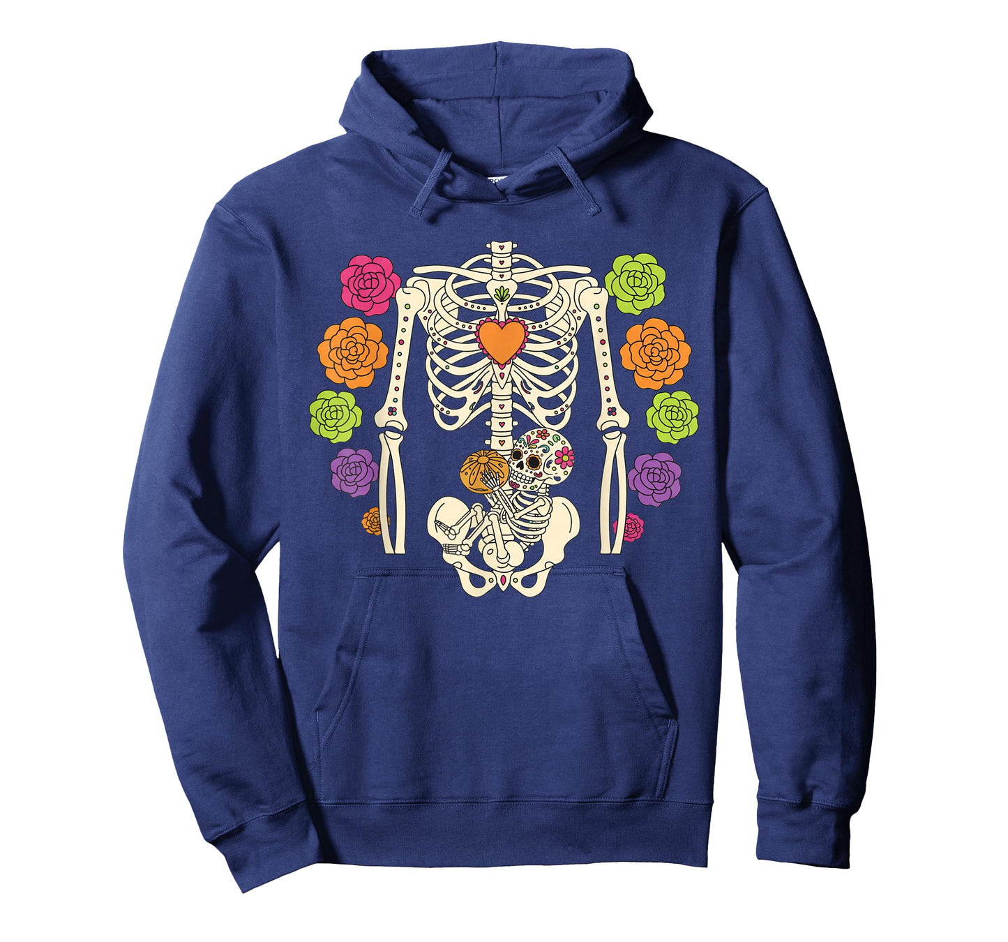 Colorful Sugar Skull Pregnancy Skeleton Halloween Costume T-Shirt