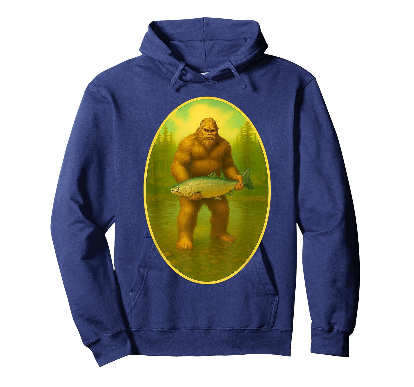 Salmon and Steelhead Sasquatch Art Big Foot Fishing T-Shirt