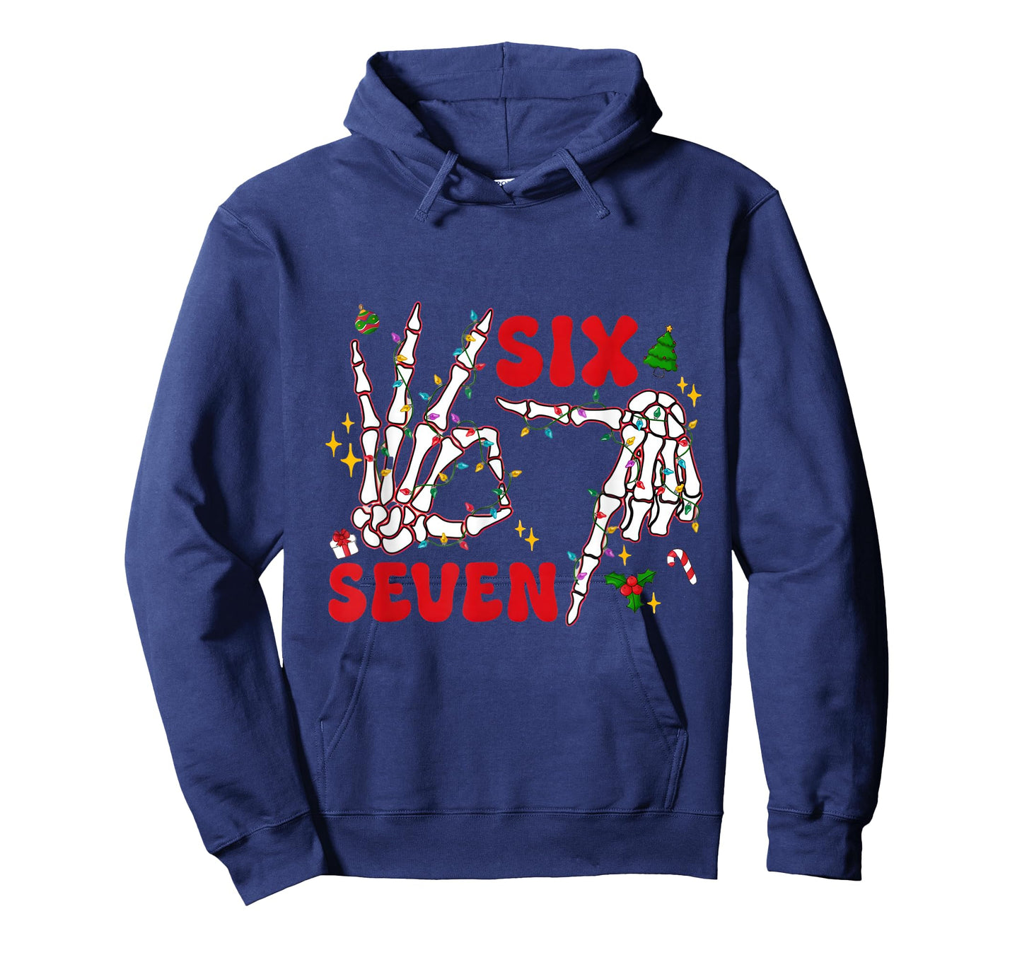Funny Xmas 67 Skeleton Hand Six Seven Christmas Lights Shirt T-Shirt