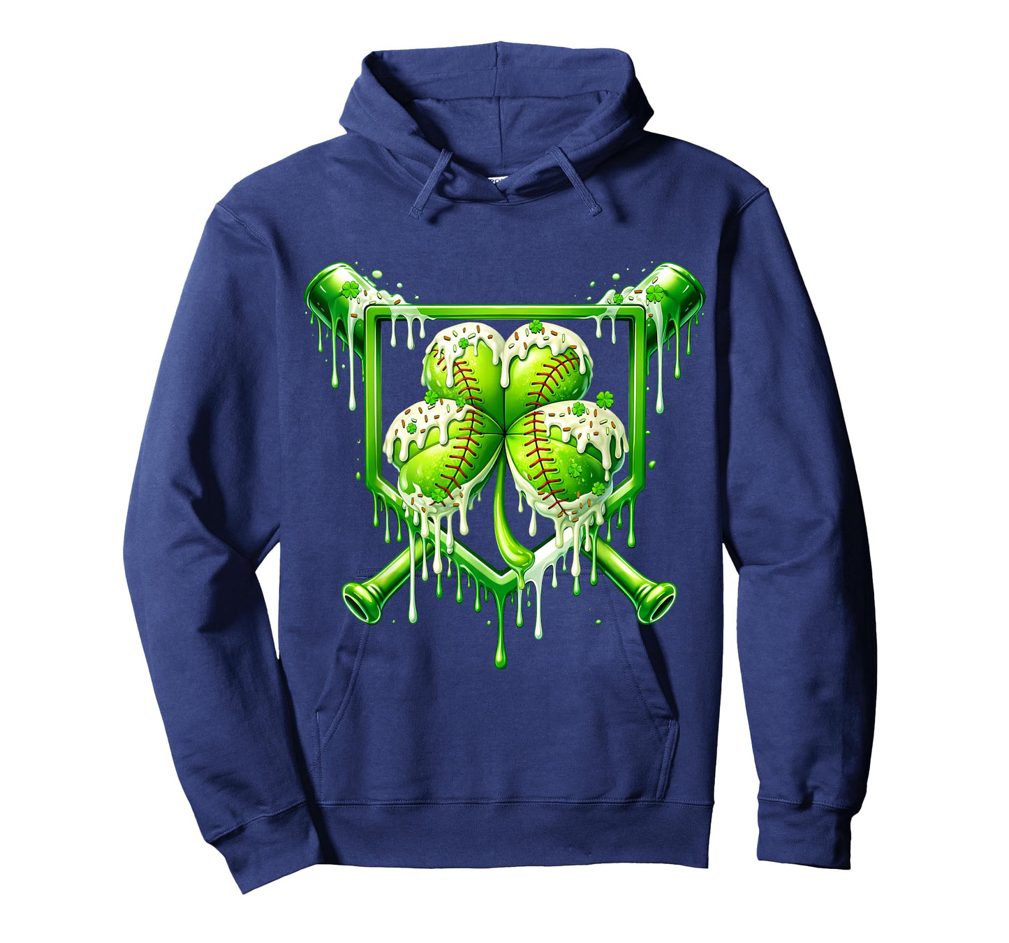 St Patricks Day Baseball Ice Cream Drip Shamrock Kids Boys T-Shirt