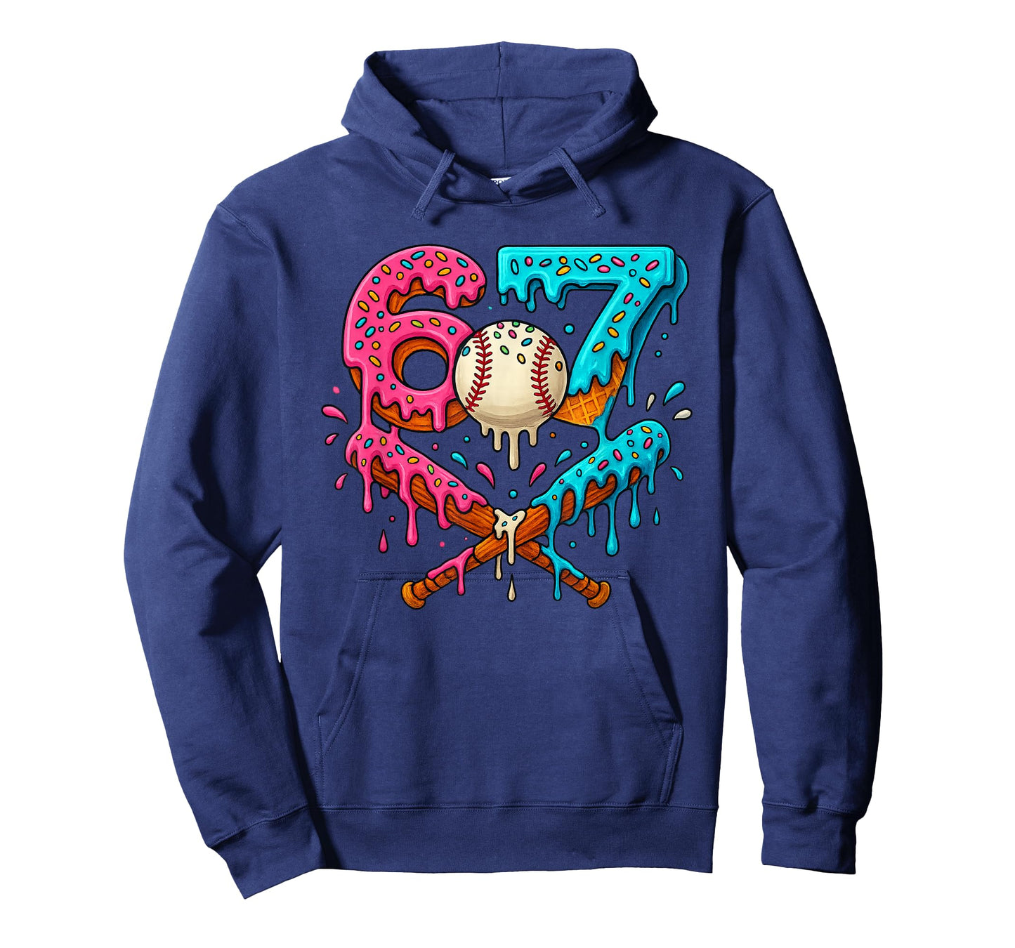 Funny 67 Ice Cream Drip Baseball Meme – Six Seven Gen Alpha. T-Shirt