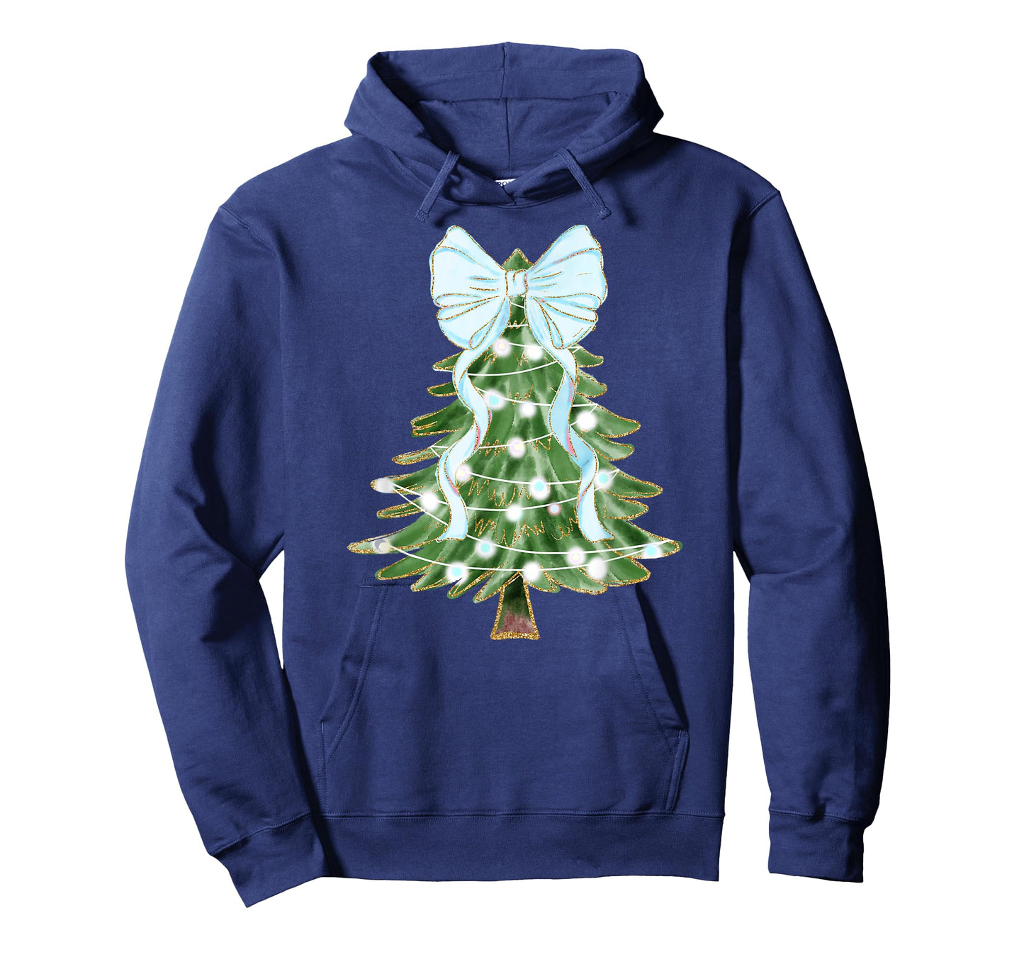 Christmas Tree Bow Coquette Santa Cute Blue White Mom Kids T-Shirt