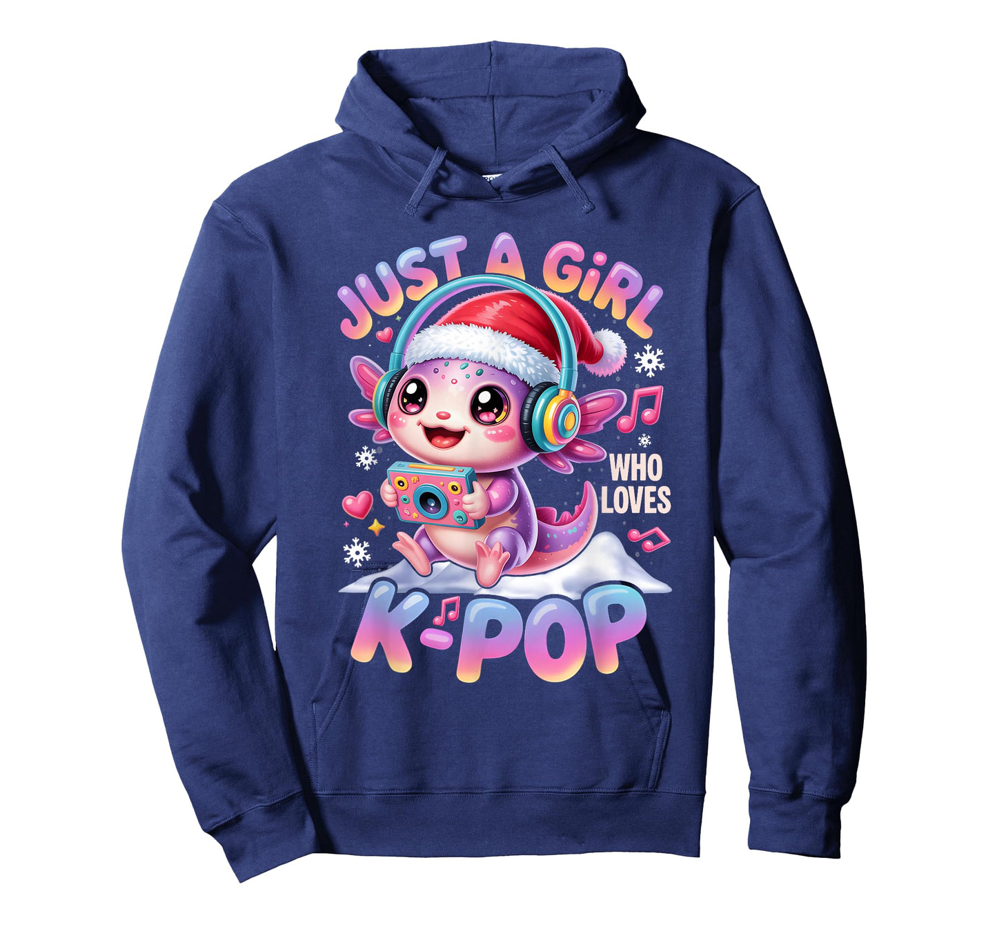Just Girl Who Loves K-Pop Axolotl Santa Hat Christmas Anime T-Shirt