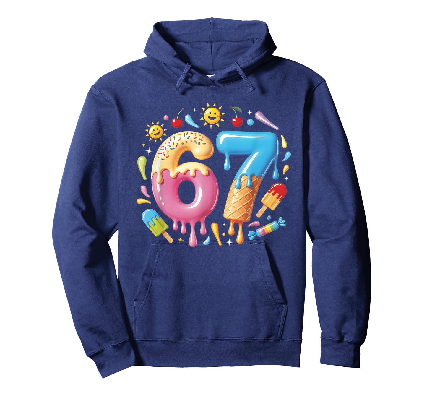 Six Seven Ice Cream Drip Cool Meme 67 Funny Number T-Shirt