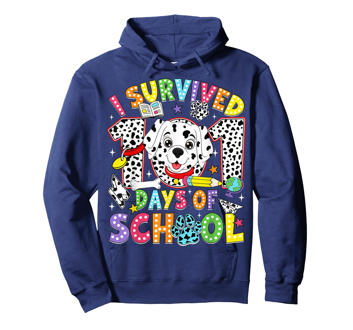 I Survived 100 Days of School Dalmatian Dog 100th Day Kids T-Shirt