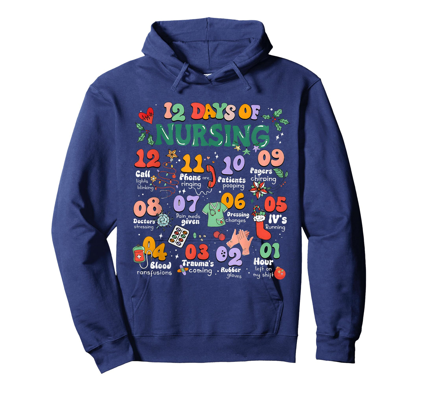 Vintage 12 Days of Nicu Nursing Christmas Nicu Nurse Crew T-Shirt